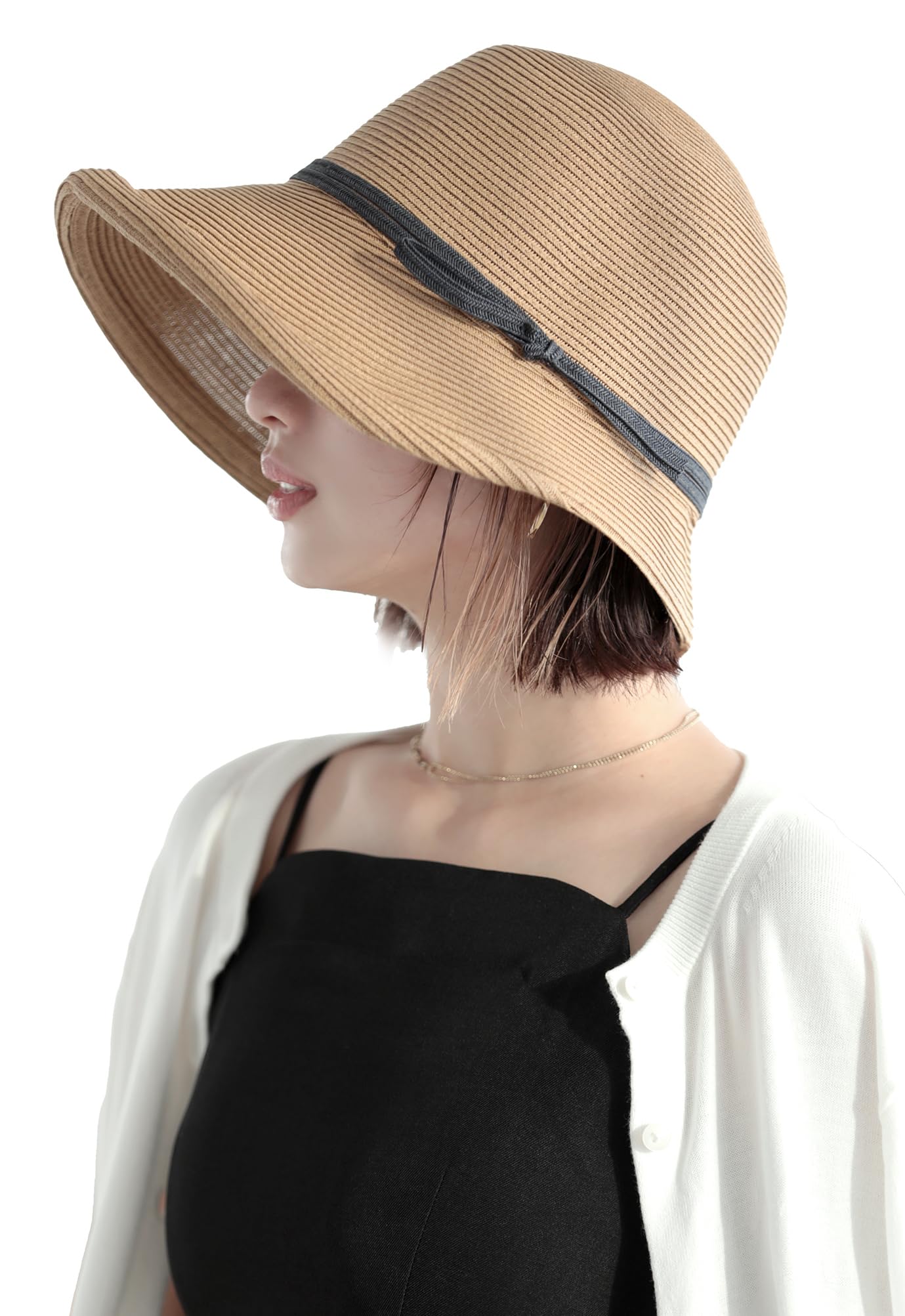 [LittleAndMore]UVカット99% 帽子 レディース 麦わら帽子 【国内専門機関認証済みUPF50+つば広x小顔効..