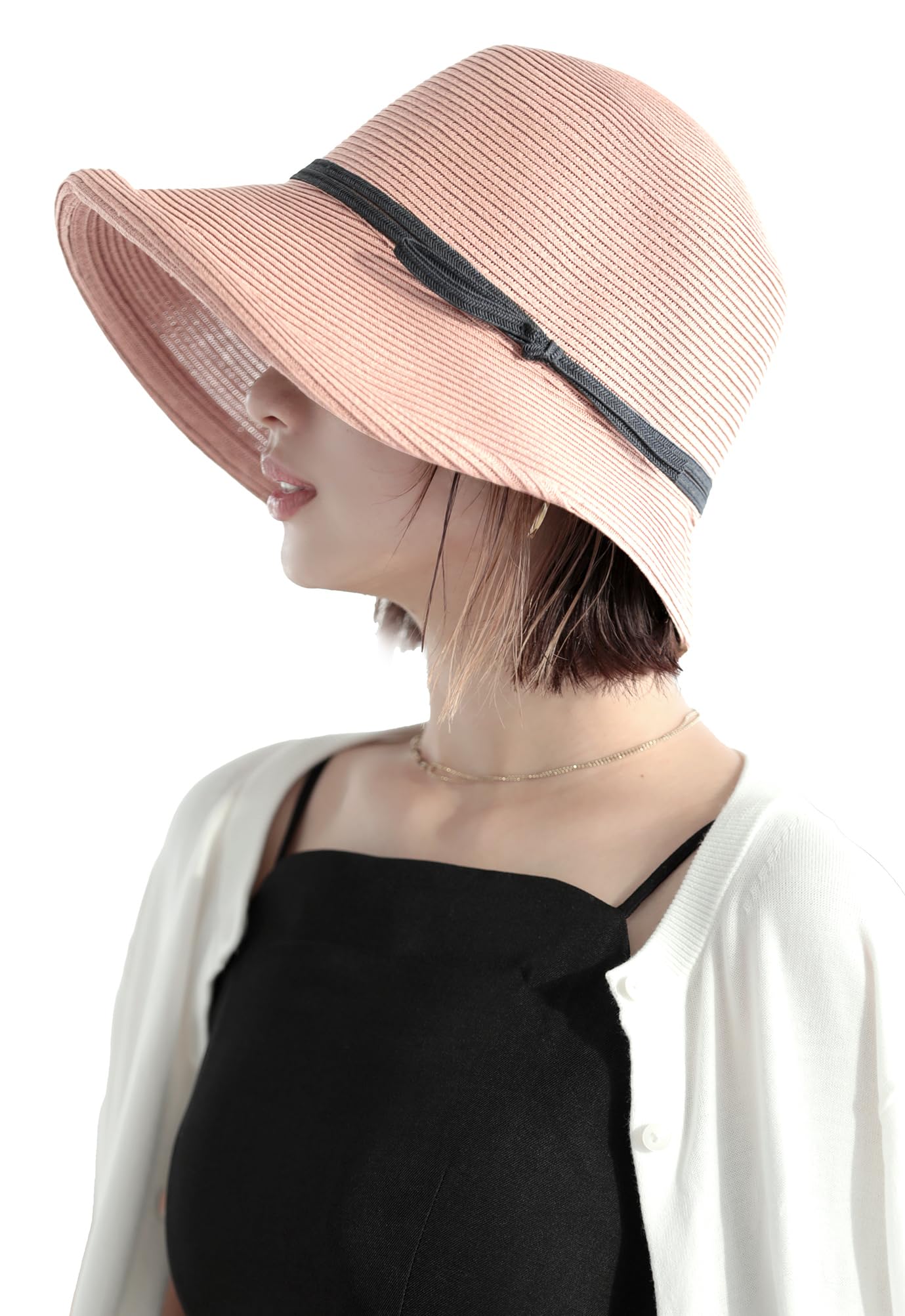 [LittleAndMore]UVカット99% 帽子 レディース 麦わら帽子 【国内専門機関認証済みUPF50+つば広x小顔効..