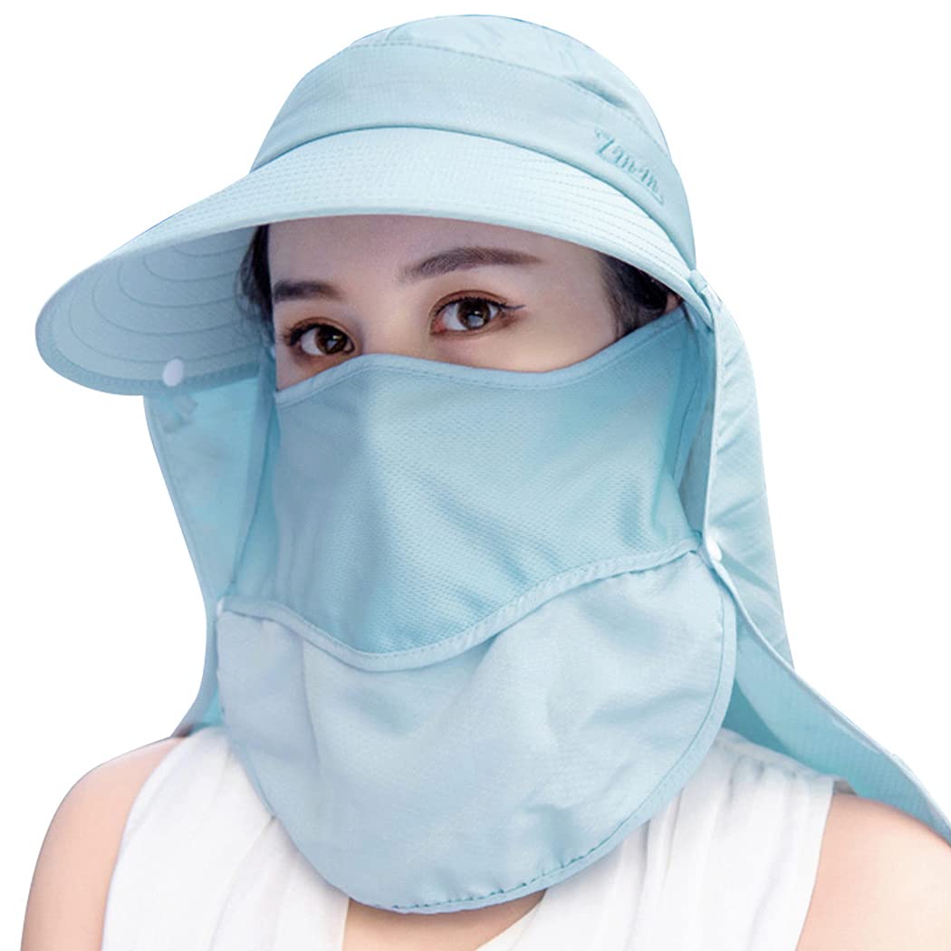 [Teddy] サンバイザー レディース UVカット UPF50+ 日焼け防止 つば広 日よけ帽子 キャップ 春 夏 秋 hat209 (ライトブルー)