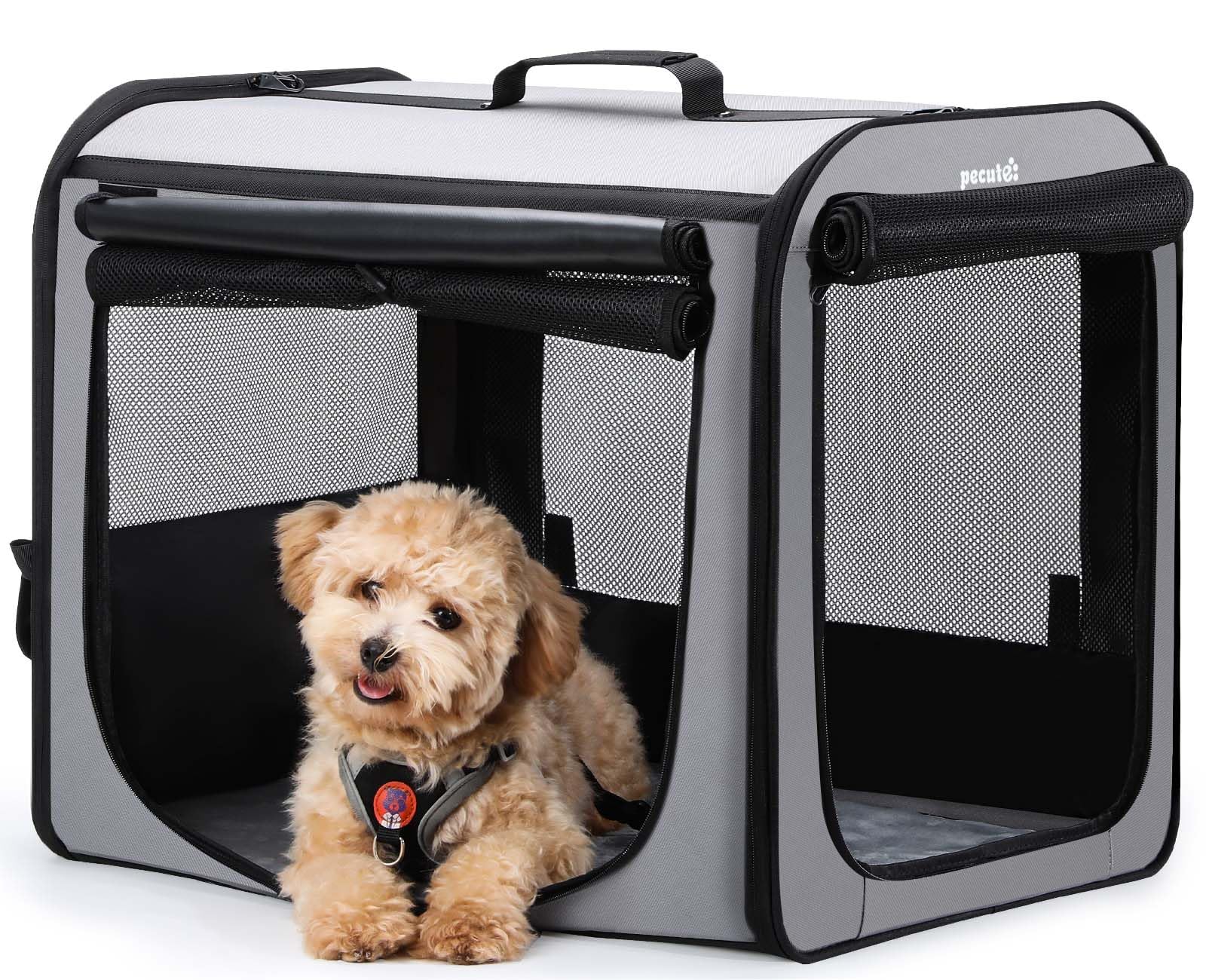 Pecute ペット ソフトクレートケージ 猫犬用 折りたたみ 犬用クレート 通気性 ペット輸送ボックス 車用..