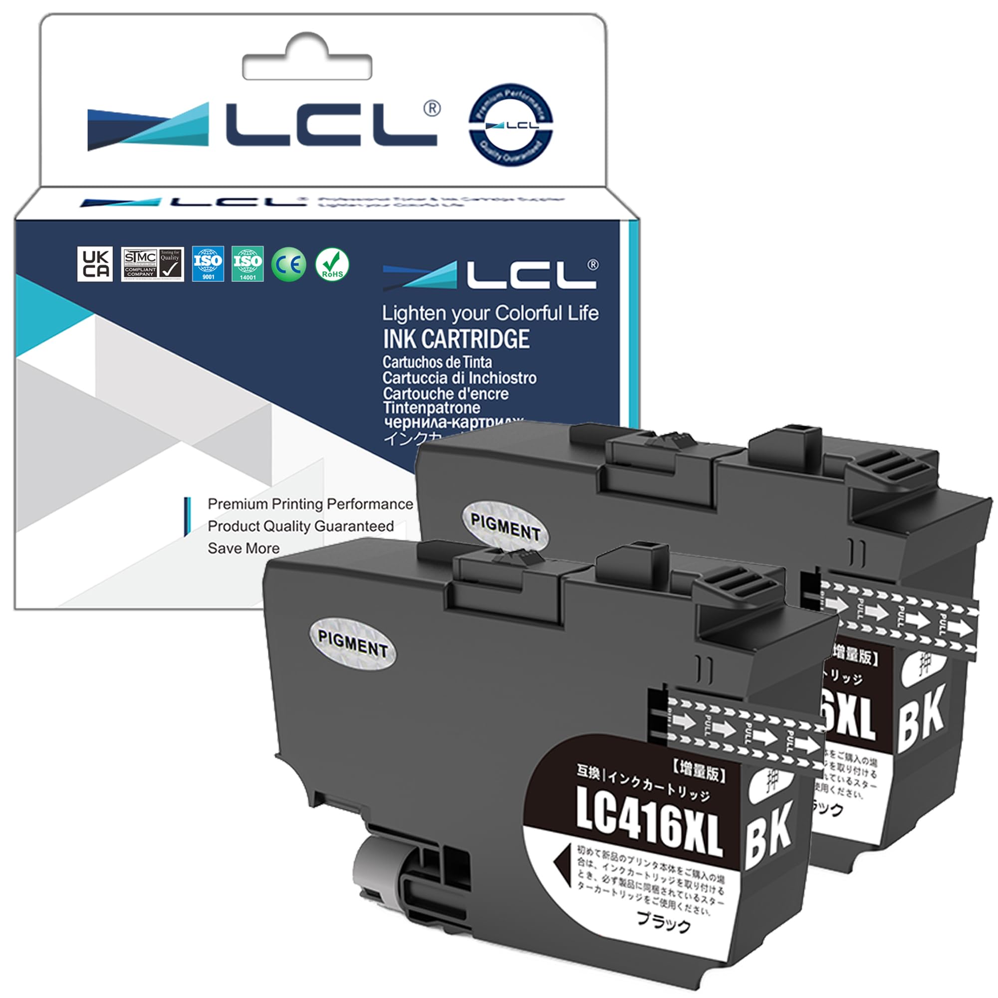 Rakuten - LCL Brother用 LC416 LC416XL LC416BK LC416XLBK 顔料 (2パック ブラック) 互換インクカートリッジ 対応機種：MFC-J4440N MFC-J4540N MFC-J4940DN DCP-J4140N DCP-J4