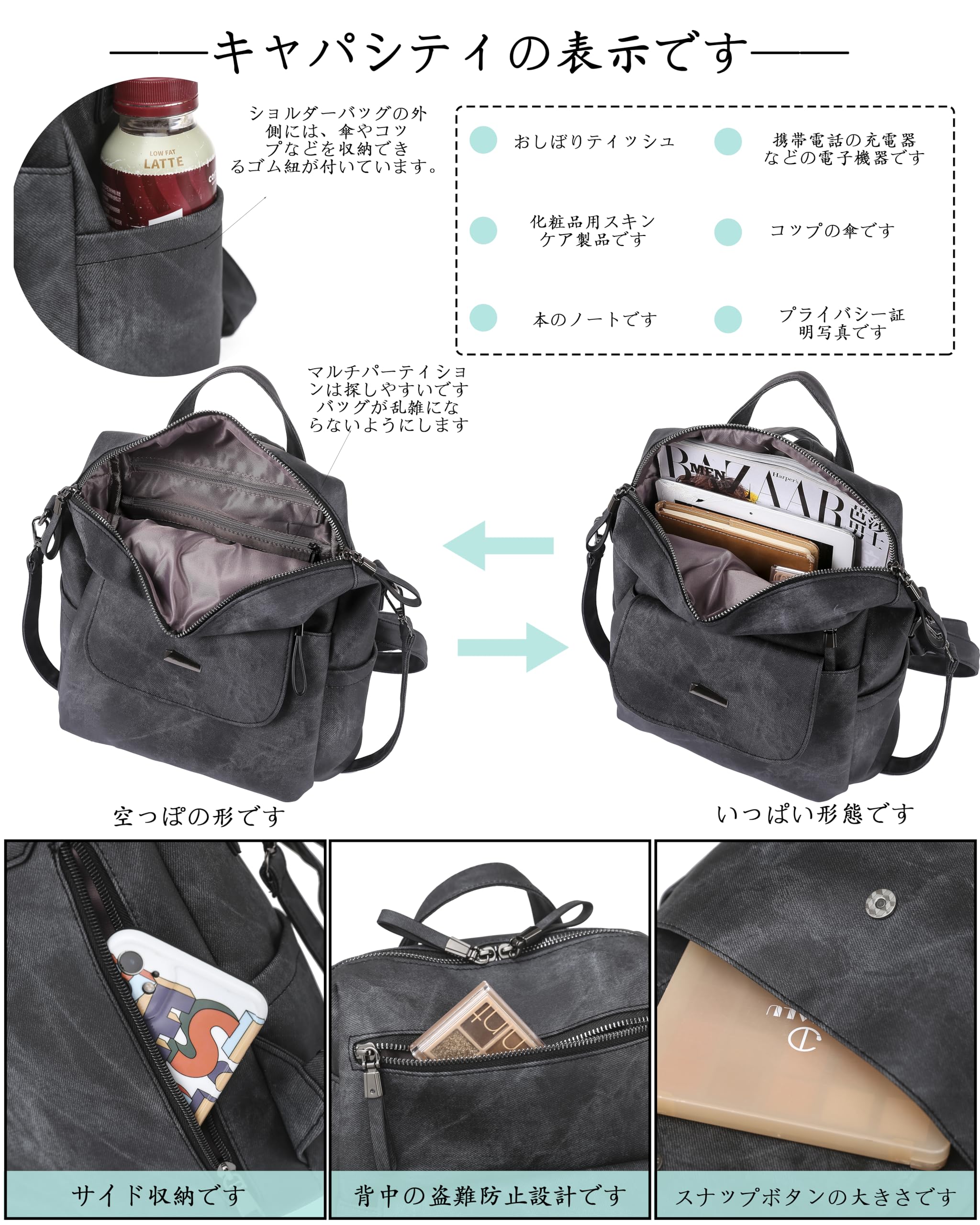 [FSD.WG] リュック レディース A4対応 軽量 防水 通勤 通学 おしゃれ 大人 サイズ感 マザーズバッグ リュックサック PUレザー ビジネス 外出 旅行
