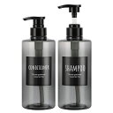 Segbeauty シャンプーボトル ディスペンサー 詰め替えボトル 2本セット 500ml グレー 容器 大容量 おしゃれ 漏れ防止 簡単取り付け 浴室 洗面所 アルコール 洗濯洗剤 食器用洗剤 適用