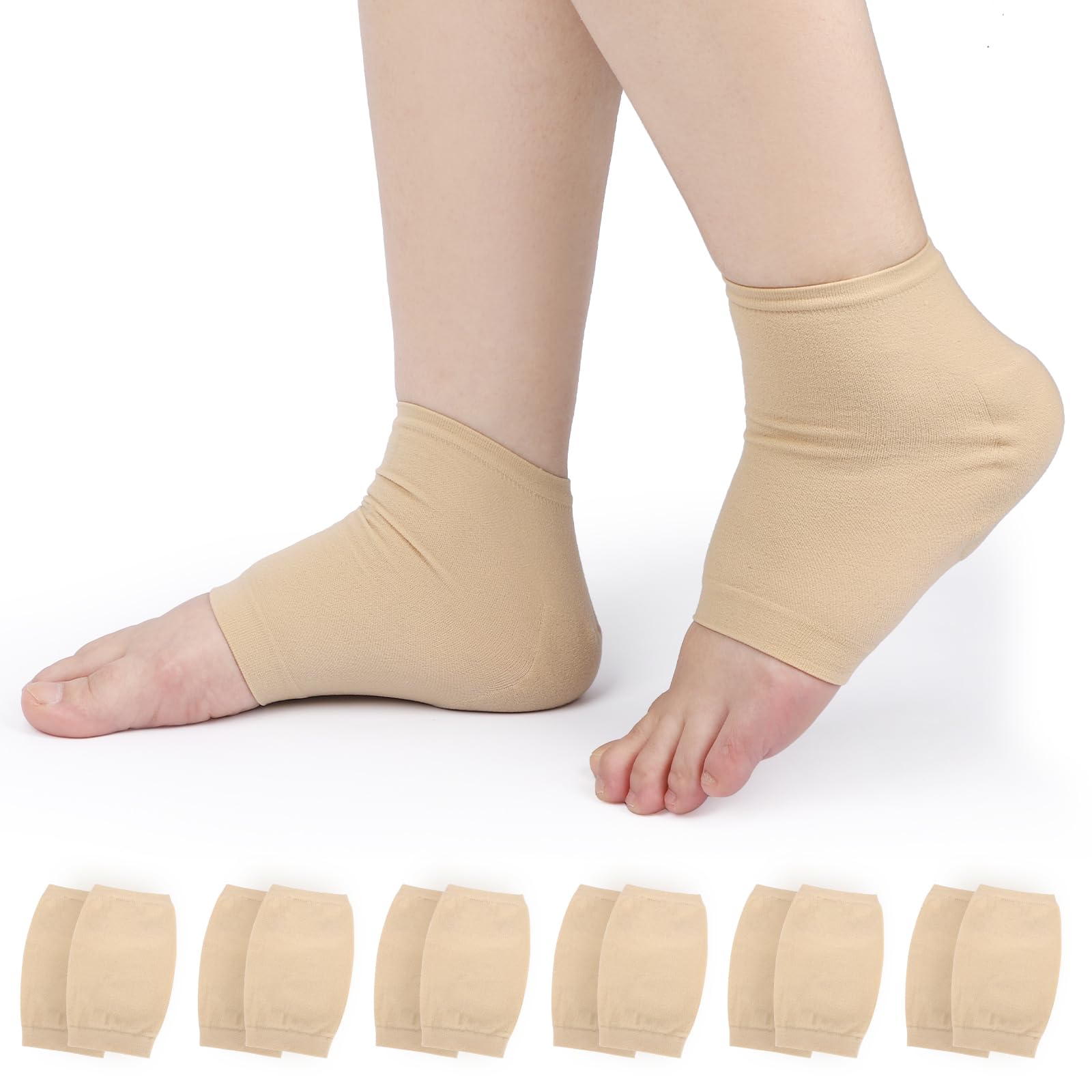 Segbeauty かかとケア靴下 肌色 6足セット足保護 かかと保湿ソックス ストッキング素材 睡眠靴下 保湿靴下 ひび割れ 角質ケア かかとケア 肌に優しい 保湿 夜用 レディース靴下 荒れ防止 就寝 男女兼用 フリーサイズ22-25cm （肌色）