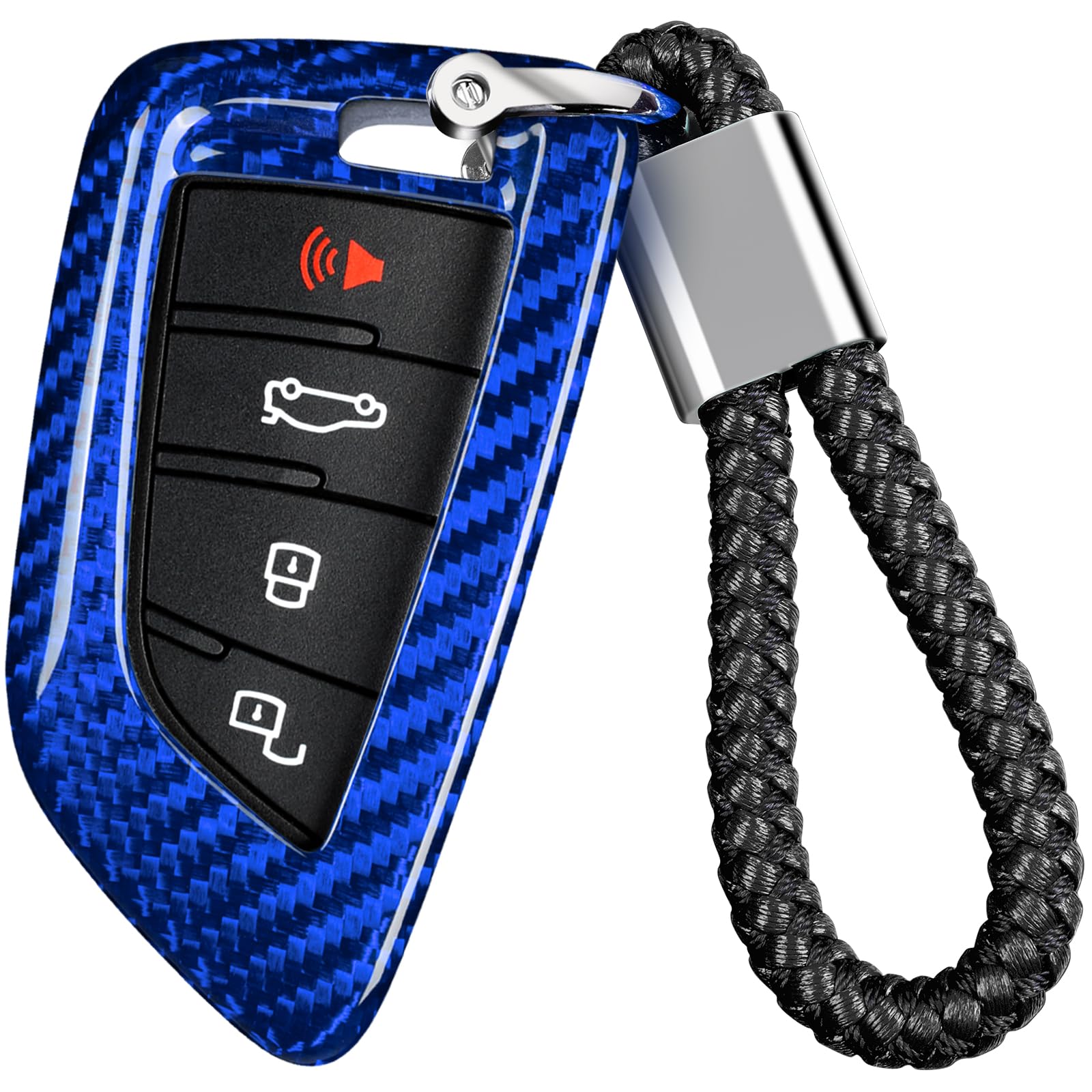 リアルグラスファイバー スープラ キーカバー トヨタ用 キーホルダーストラップ付き キーケース トヨタ スープラ A90 リモートキーケースに適合 ブルー