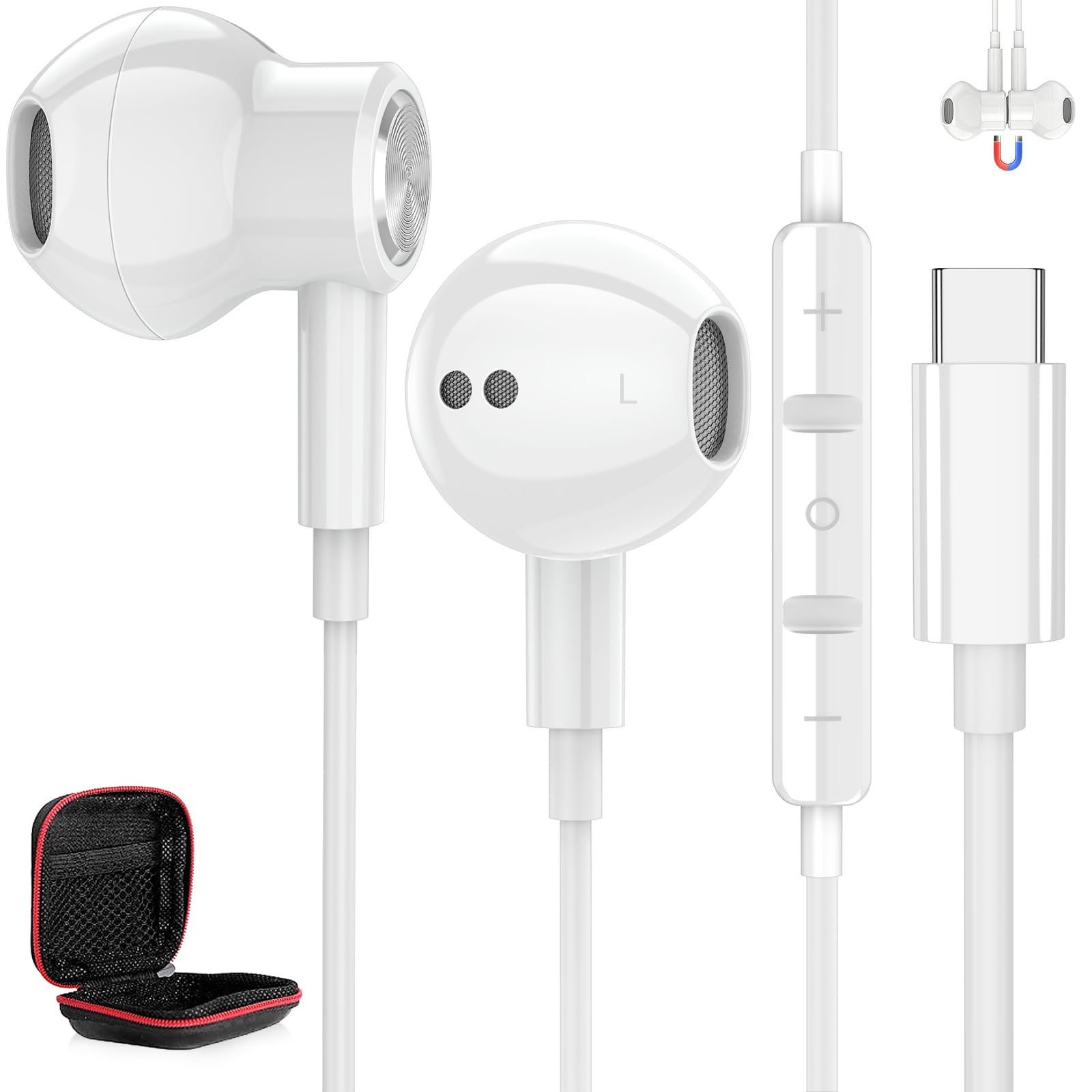タイプc イヤホン 有線 インナーイヤー型 HIF音質 通話可能 対応iPhone 16 15 Pro max plus/iPad 10世代 Air4 5 mini 6/Galaxy/Xperia/Google Pixel 8 7a 6a/xiaomiなど
