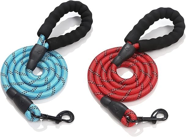 Rakuten - SUSWIM 丈夫な犬用リード センチ犬用引きヒモ、持ちやすいスポンジ取っ手と目立つ夜光材質採用、中型と大型犬に適用 余分なものボーナスhognse (青色+赤色, 120*0.8CM)