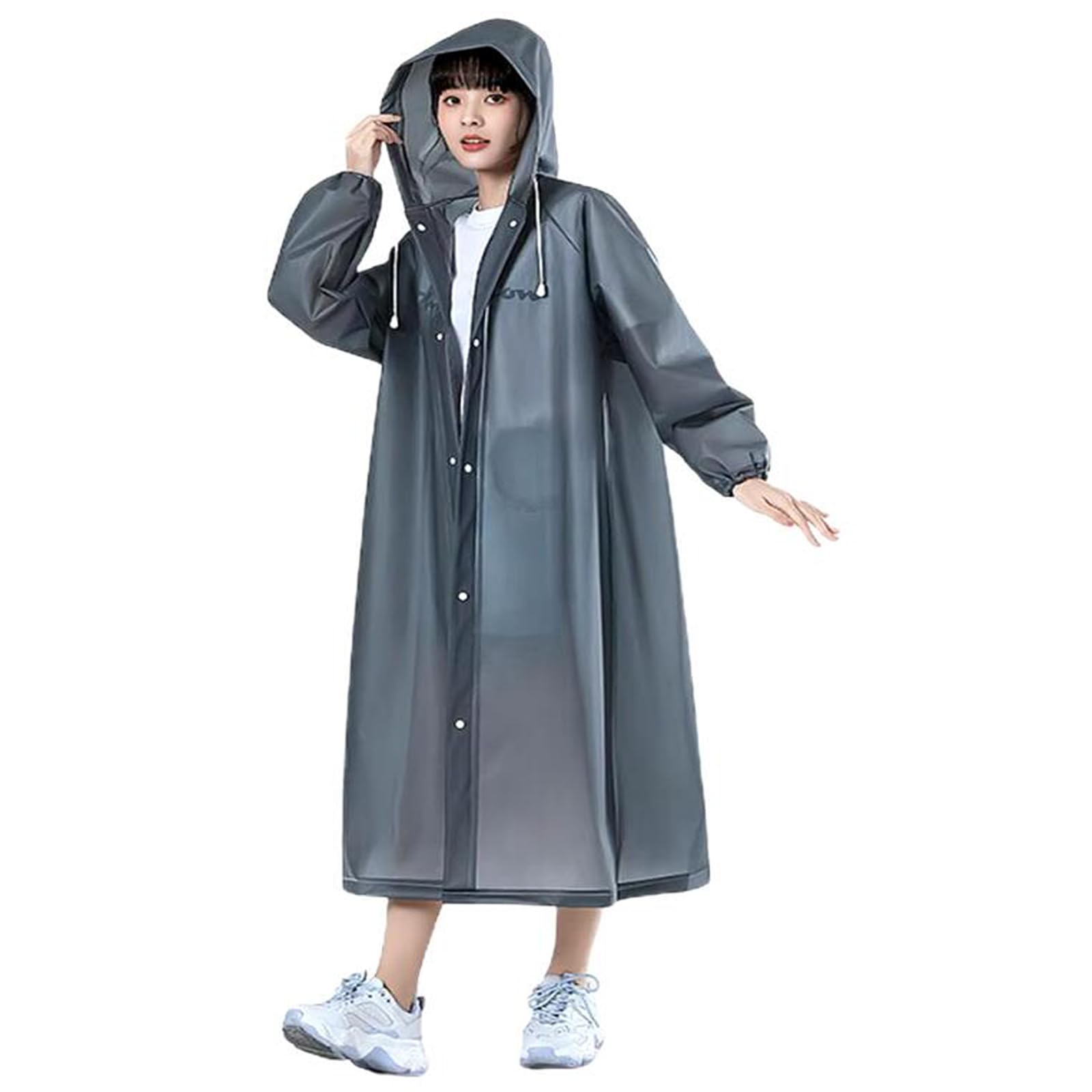 [SensaBliss] レディース レインコート ロング ポンチョ 自転車・バイク用 防水 軽量 通勤通学対応 防風・梅雨・豪雨対策 帽子付き 半透明 レインウェア アウトドア キャンプ 釣り おしゃれ雨具（インジゴブルー）