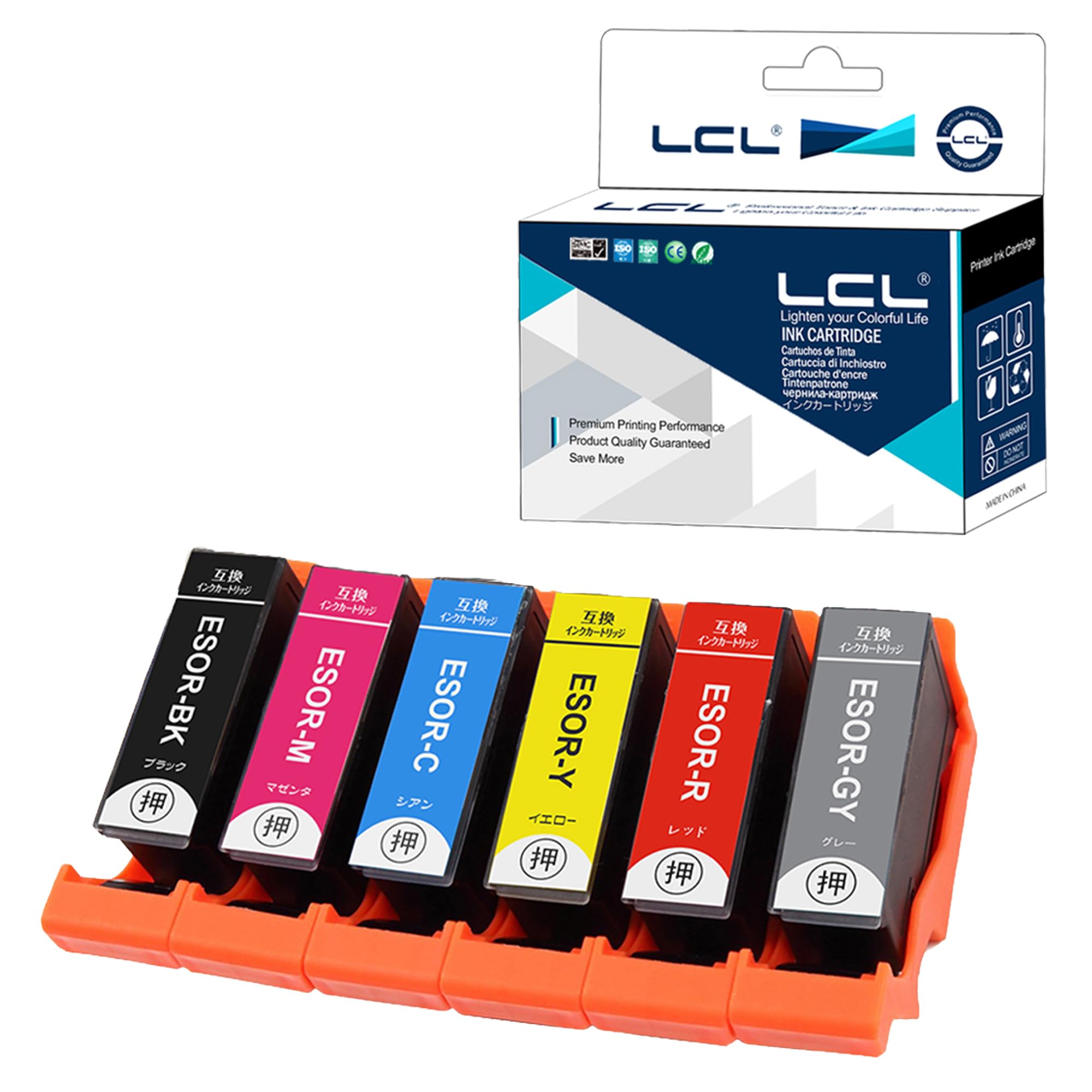 Rakuten - LCL エプソン用 SOR-6CL SOR-BK SOR-C SOR-M SOR-Y SOR-R SOR-GY 残量表示付き （6色セット） 互換インクカートリッジ 残量表示付き 対応機種：EP-50V