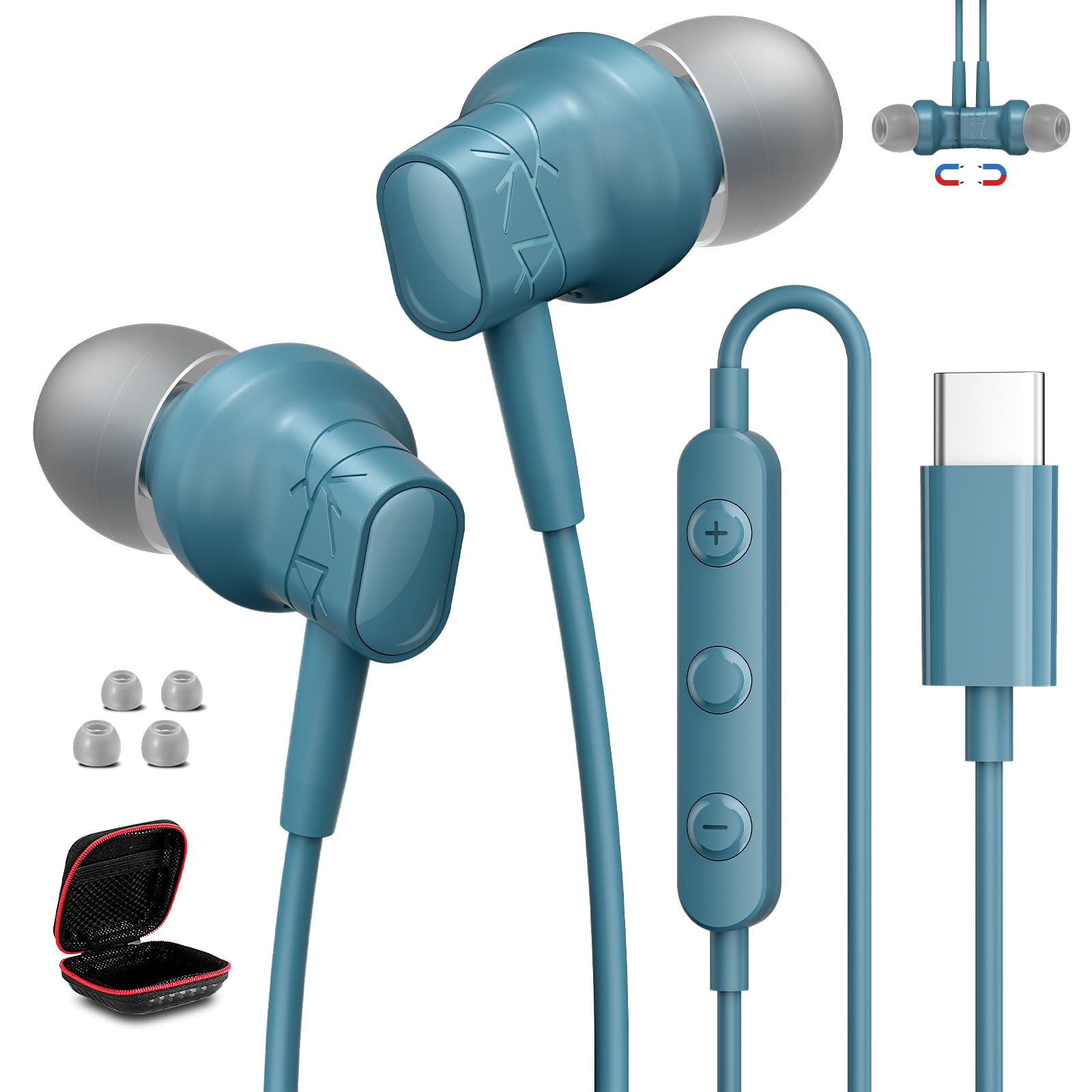 タイプc イヤホン 有線 マイク リモコン付き 対応iPhone 16/iPhone 15/iPad pro/Macbook/Androidスマホ Type-c イヤフォン カナル型 対応Galaxy/AQUOS/Xperia/OPPO/Google Pi