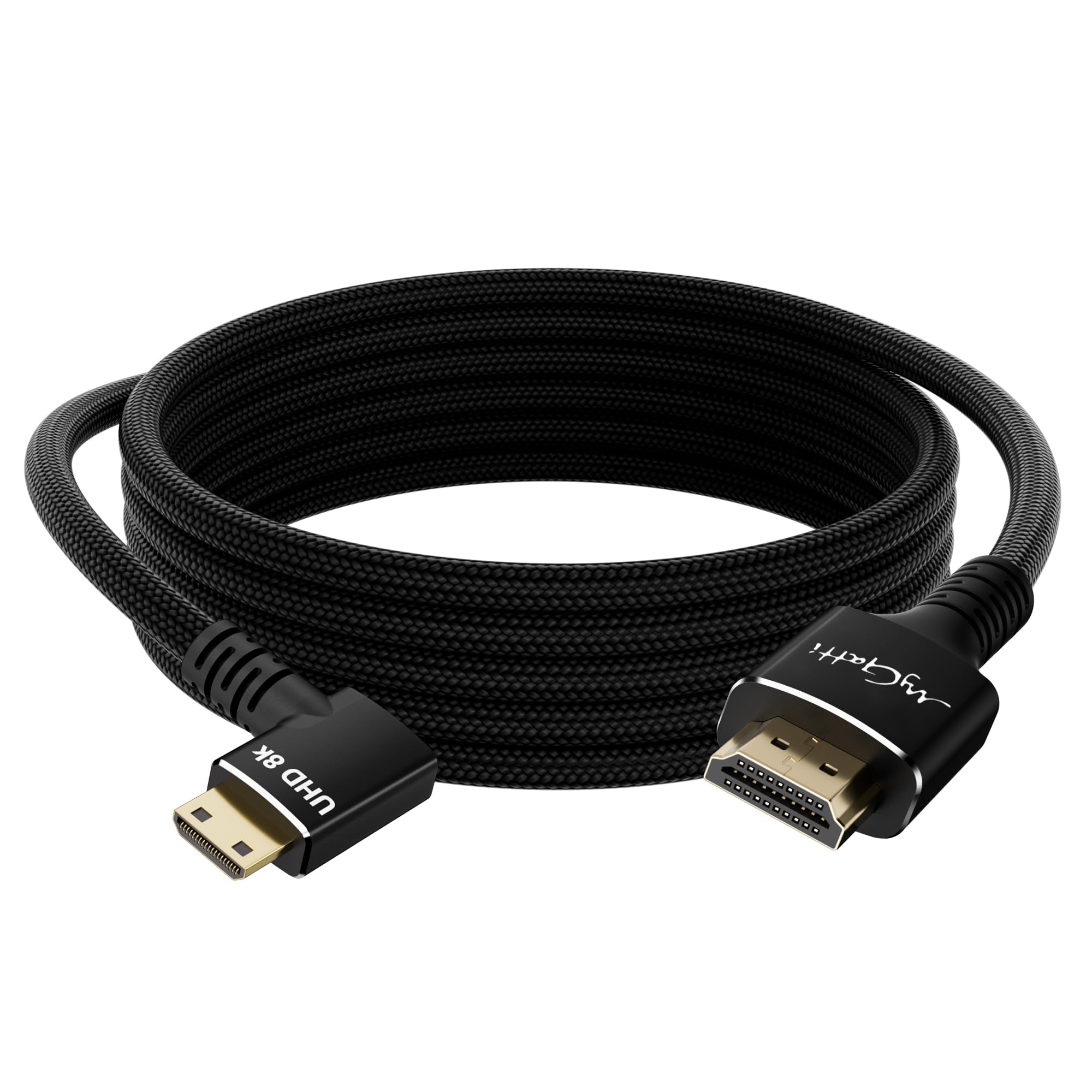 8k@60Hz Mini HDMI 変換 HDMI2.1ケーブル 2M 高速 48Gbps双方向通信 HDMIタイプAオス - ミニHDMIタイプCオス プロジェクター、モニター、カメラ、ノートパソコン、タブレット対応 適格請求書発行可 上向きL型