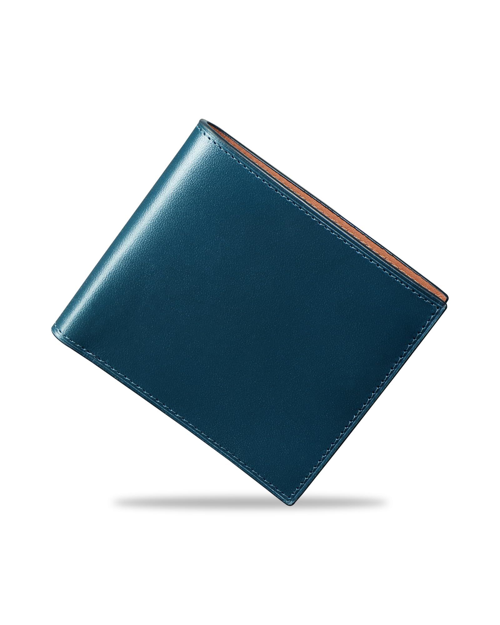 財布 メンズ 2つ折り 栃木レザー 二つ折り財布 本革 折りたたみ 隠しポケット 小銭入れ さいふ 紳士用 ビジネス プレゼント オレンジ (ブルー)