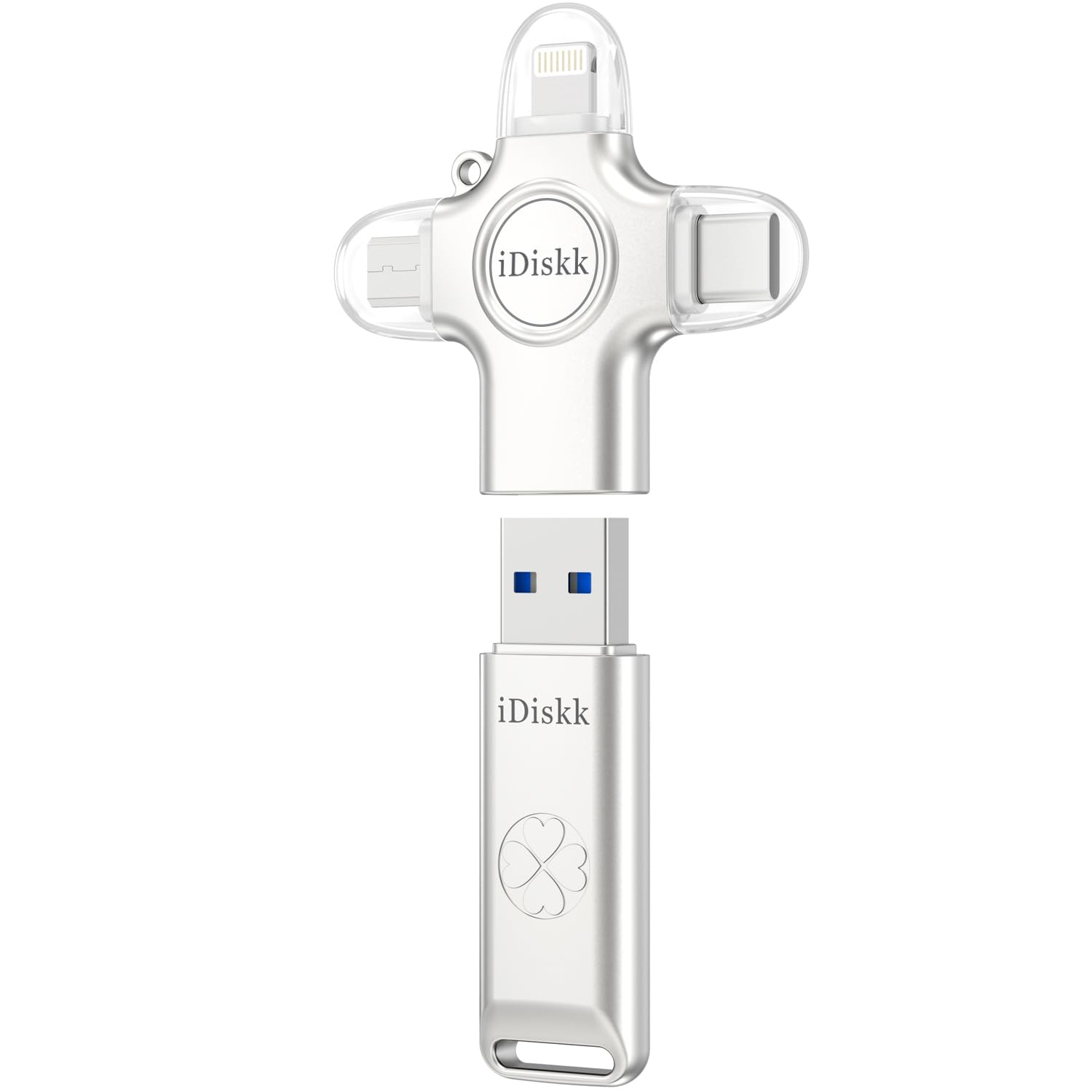 Rakuten - iDiskk 4in1 256GB iPhone 外付け USBメモリ・フラッシュドライブ 3in1変換アダプタ 外部ストレージ スティックLightningやType-CのiPhone17/16/15シリーズ/iPadシリーズ/Androidスマホ/Ma