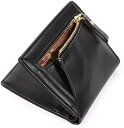 薄い財布 二つ折り財布 レディース PUレザー ミニ コンパクト マチ付き小銭入れ 全5色 (ブラック)