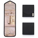 BAGSMART トラベルジュエリー オーガナイザー ロール リング ネックレス ブレスレット ピアス用折りたたみ式ジュエリーボックス ブラック