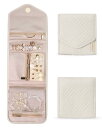 BAGSMART トラベルジュエリー オーガナイザー ロール リング ネックレス ブレスレット ピアス用折りたたみ式ジュエリーボックス ベージュ(3)