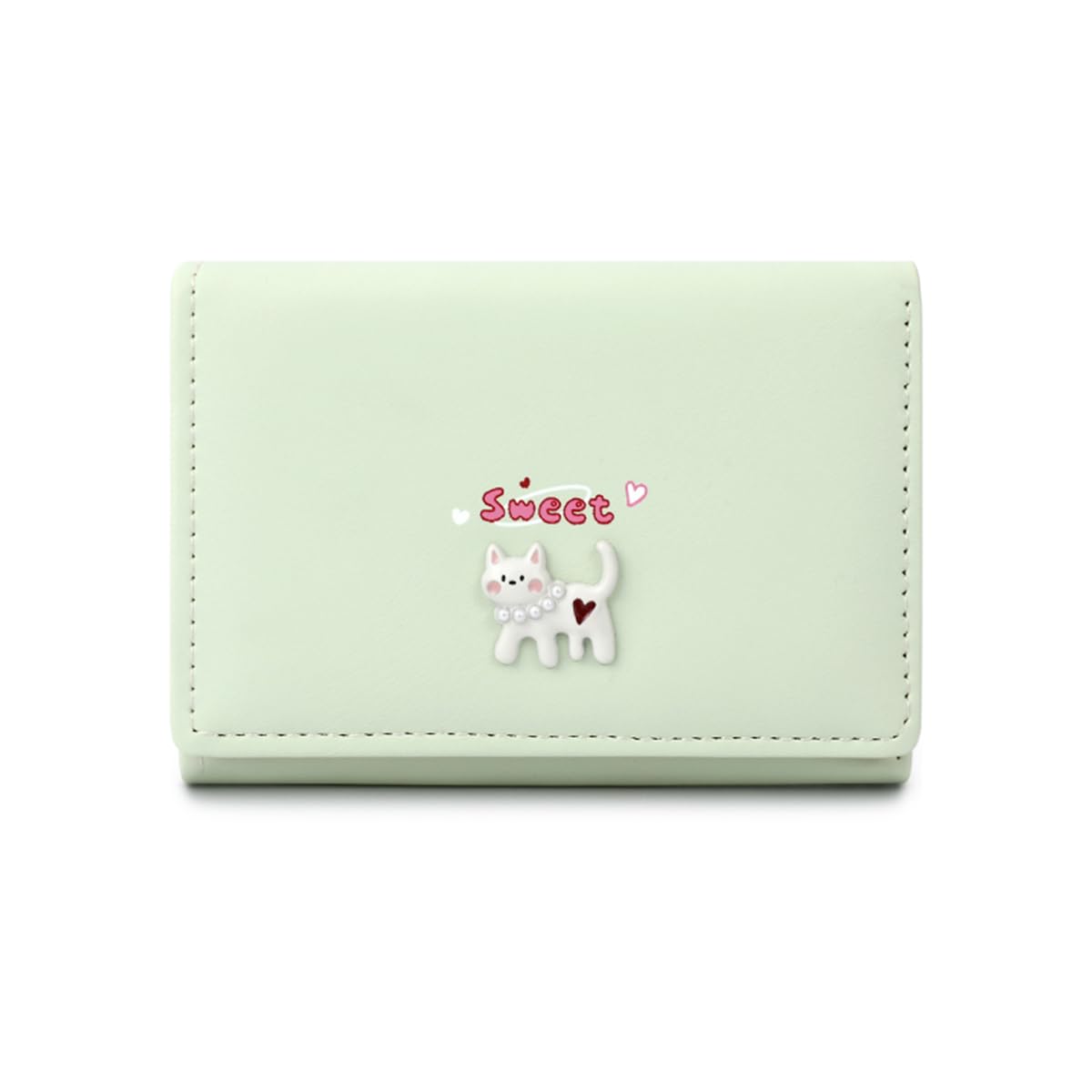 [Haffukiry] 財布 レディース ミニ ウォレット カード8枚入れ 折り畳み式 ミニ財布 かぶせ 大容量 カードケース 金運 PU レザー 使いやすい 三つ折り財布（緑）