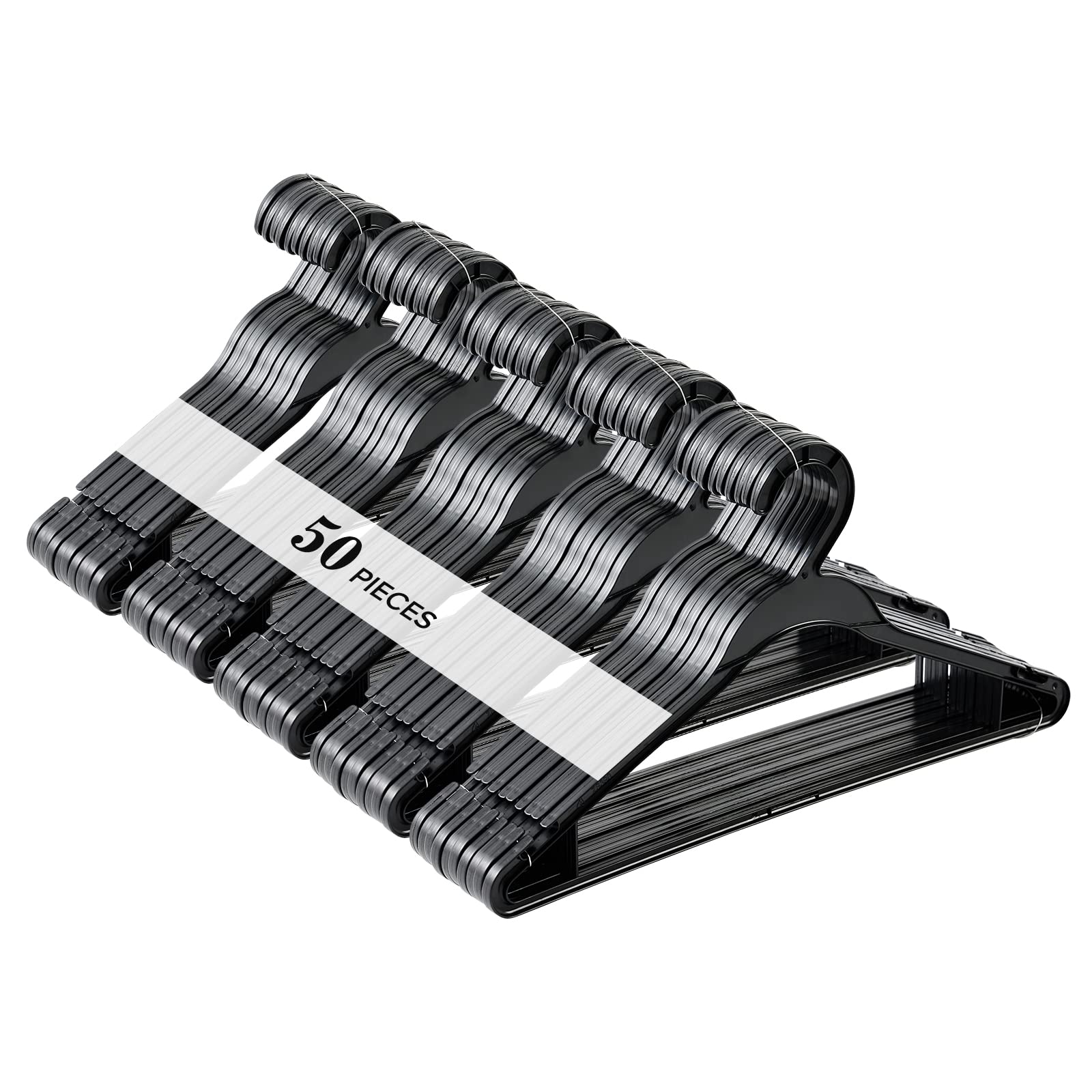 Donext ハンガー 50本組 衣類ハンガー 洗濯ハンガー 多機能収納 すべらない 省スペース 防風フック付き