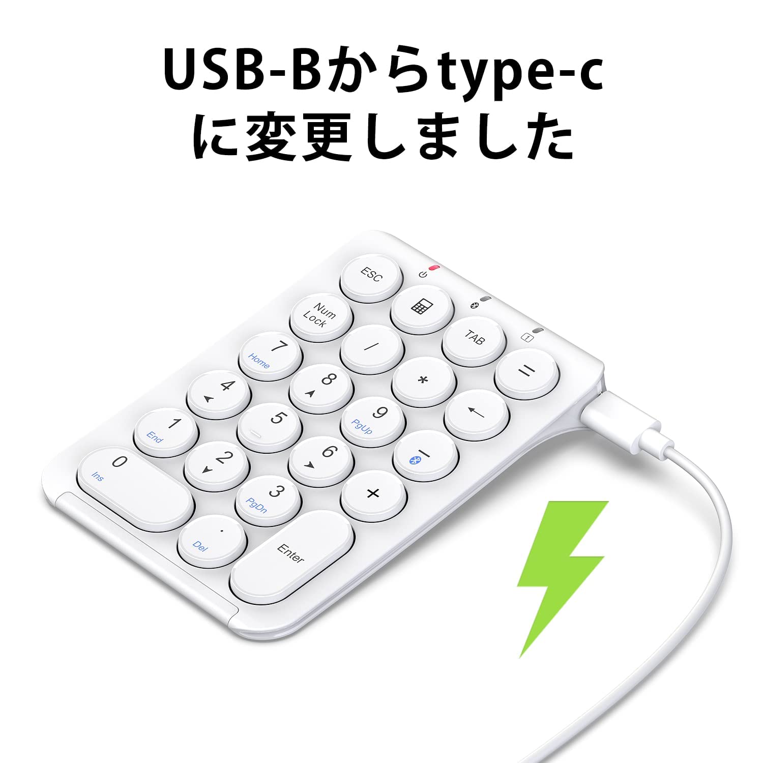 iClever テンキー Bluetooth ワイヤレス 数字 キーボード パンタグラフ式 Type-C充電 超薄型 Tabキー付き ブルートゥース 無線 ナンバーパッド 左手デバイス 片手デバイス ショートカットキー Windows/iOS/Androi