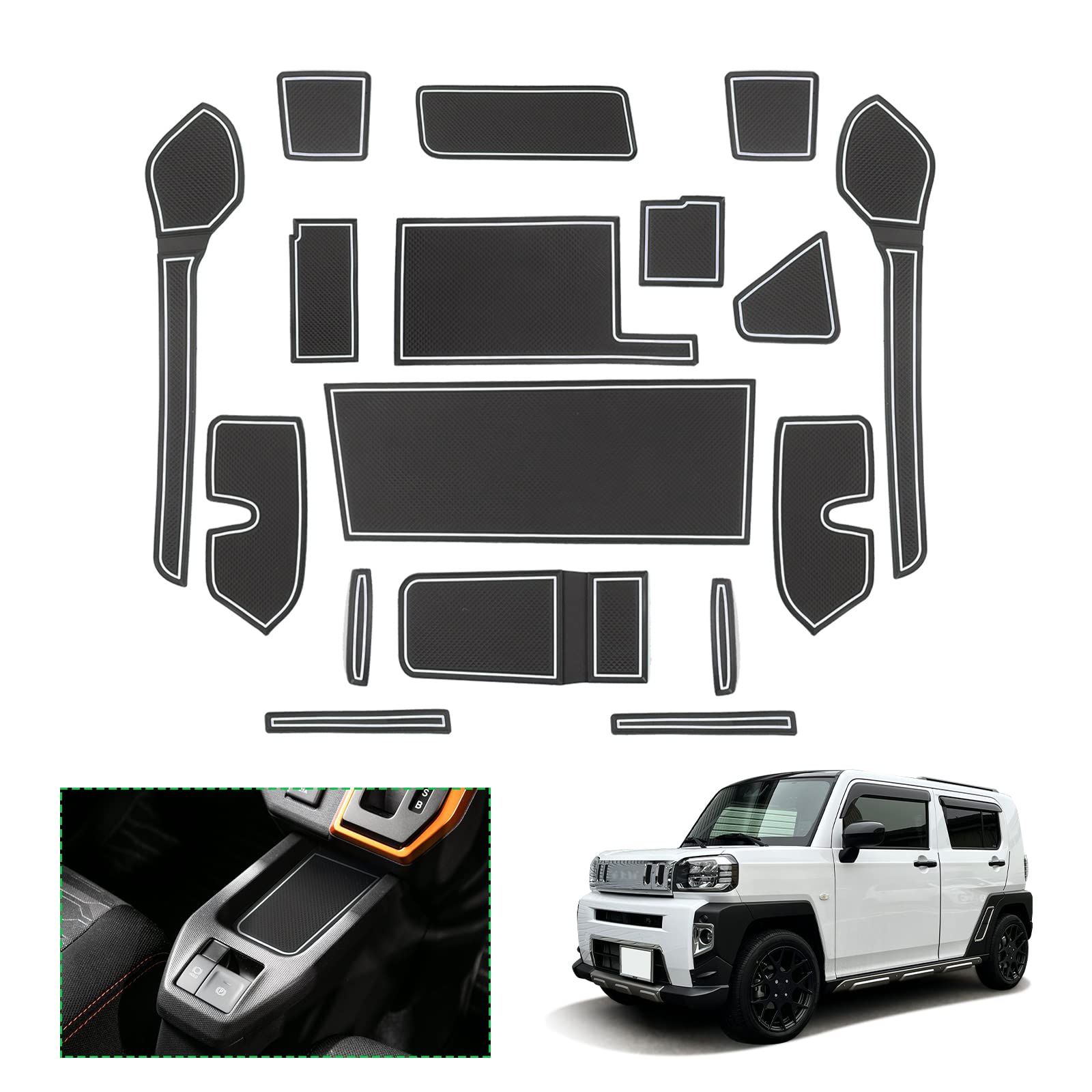 Rakuten - 【GAFAT】ダイハツ タフト LA900S/LA910S型 2代目 2020年・現行 Daihatsu TAFT 新型 専用 ドアポケットマット ラバーマット ゴム 防音 ドリンクホルダー ドレスアップ タフト インテリアラバーマット 汚れ防止 右ハンド
