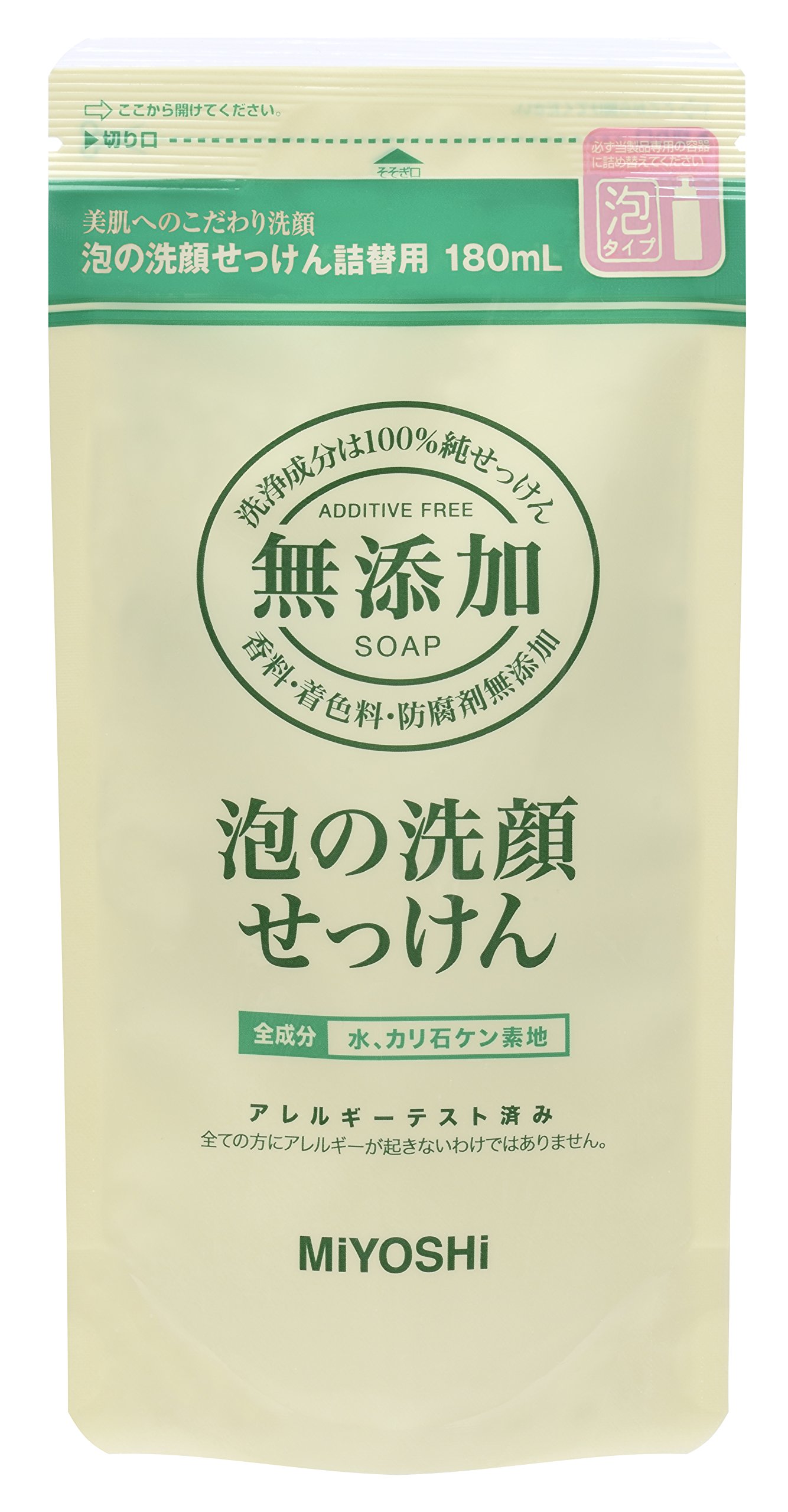 MIYOSHI ミヨシ石鹸 無添加 泡の洗顔せっけん リフィル 180ml [並行輸入品]