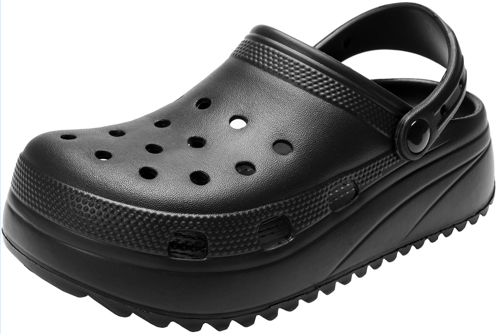 [Alvisto] クロッグサンダル メンズ レディース 5.5cm 厚底サンダル プラットフォーム クッションサンダル EVA 2way おしゃれ 歩きやすい 夏 通気性 防滑 黒色 22.5-23.0cm