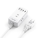 Mscien 延長コード 2m スイッチ付き 電源タップ 3個AC差込口 2個USB-C 2個USB-A コンセント 分岐 テーブルタップ 雷ガード付き 旅行 出張 壁掛け スイングプラグ