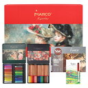 Marco お絵かきセット プロ用 61点、24色オイルパステル、24色の油性色鉛筆、12色アクリルマーカーペン、スケッチブック付き 美術学生、初心者に画材キット 子供から大人まで アートギフト鉄の箱(3100-61点)