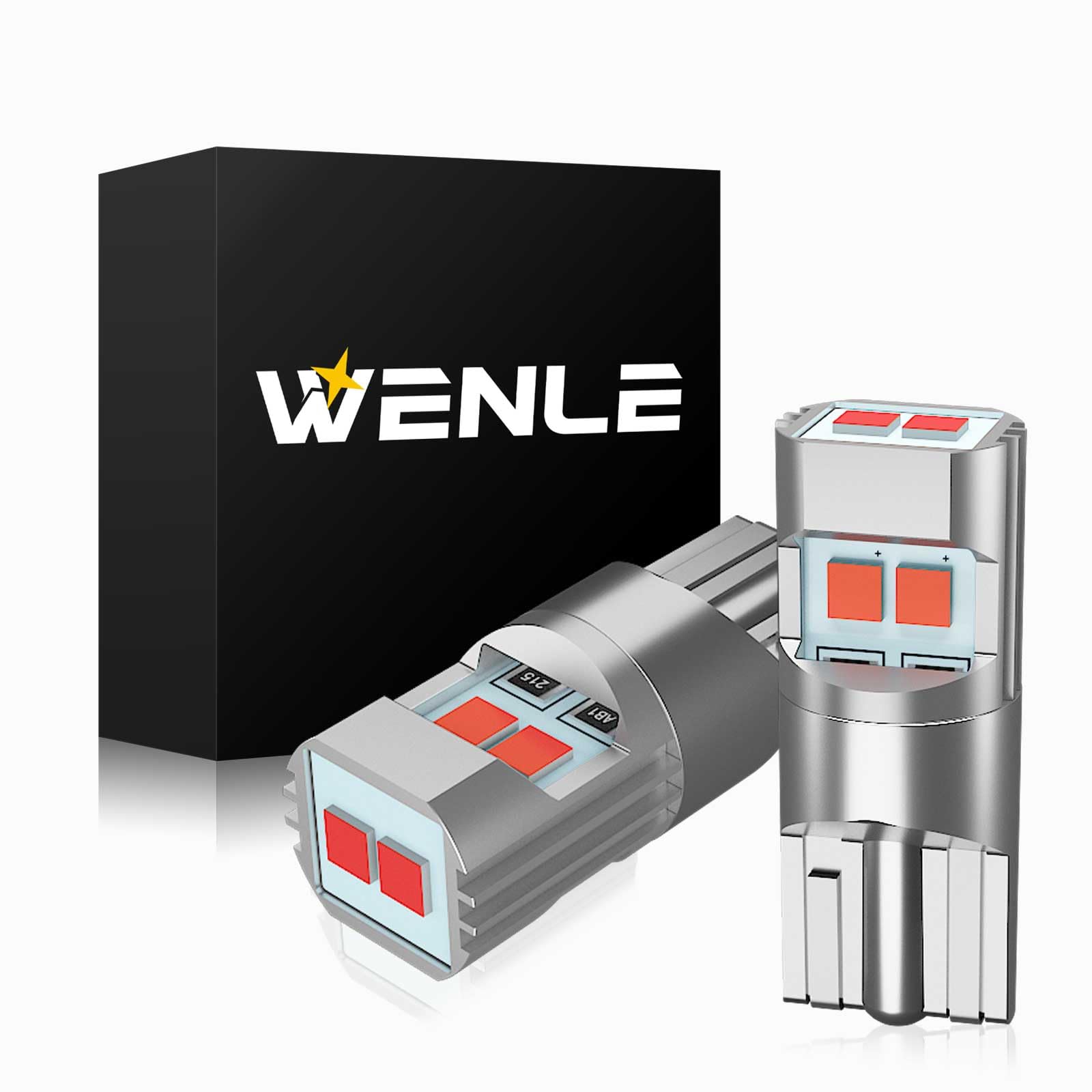 WENLE T10 led バルブ 爆光 レッド800K 2球で1000ルーメン CSP LEDチップ 無極性 DC12V車用 ライセンス..