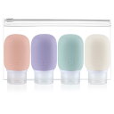 トラベルボトル シャンプーボトル 旅行用 トラベルセット【液漏れ防止特殊構造】 60ml 詰め替えボトル シリコン 詰め替え容器 携帯便利 出張用 小分けボト ル クリアポーチ&シール付き 4本セット