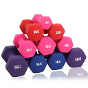 MOJEER ダンベル【2個セット1kg 2kg 3kg 4kg 5kg 6kg 8kg10kg】【 選べる4色】 筋トレ ダイエット 鉄アレイ ソフトコーティング JS (赤,3kg×2)