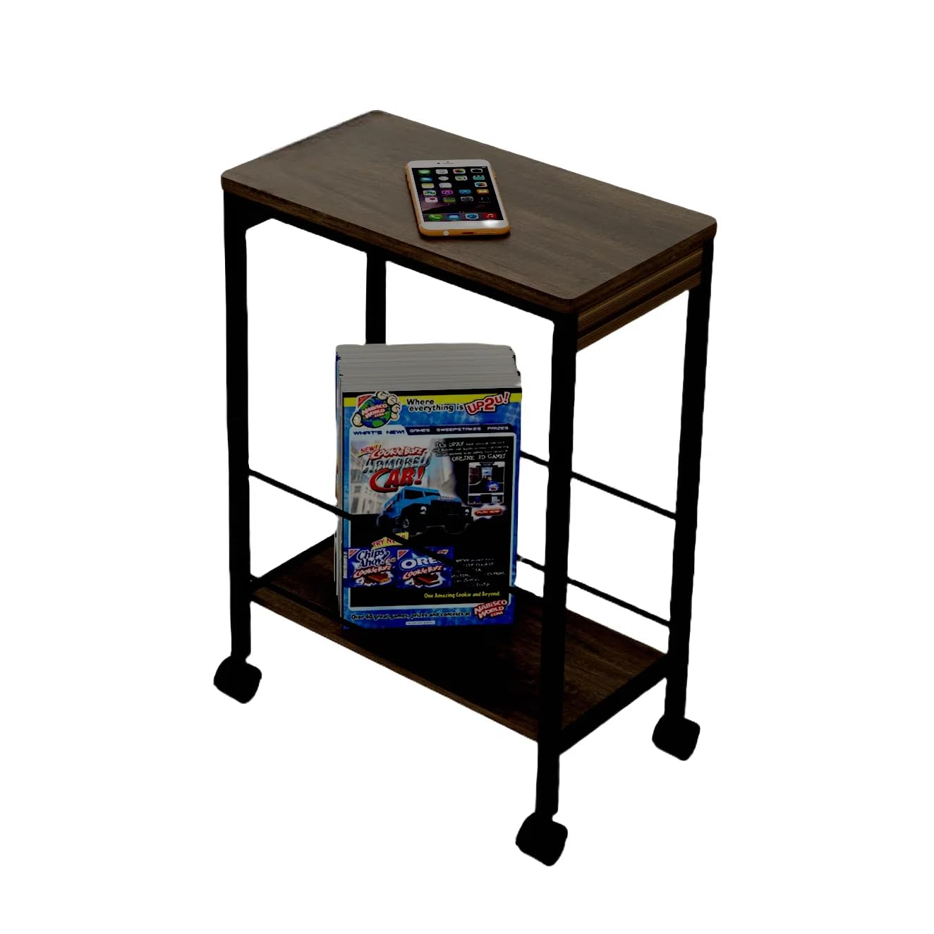 サイドテーブル、収納バスケット付きエンドテーブル、3段ナイトスタンド、ベッドサイドテーブル、ユニ..