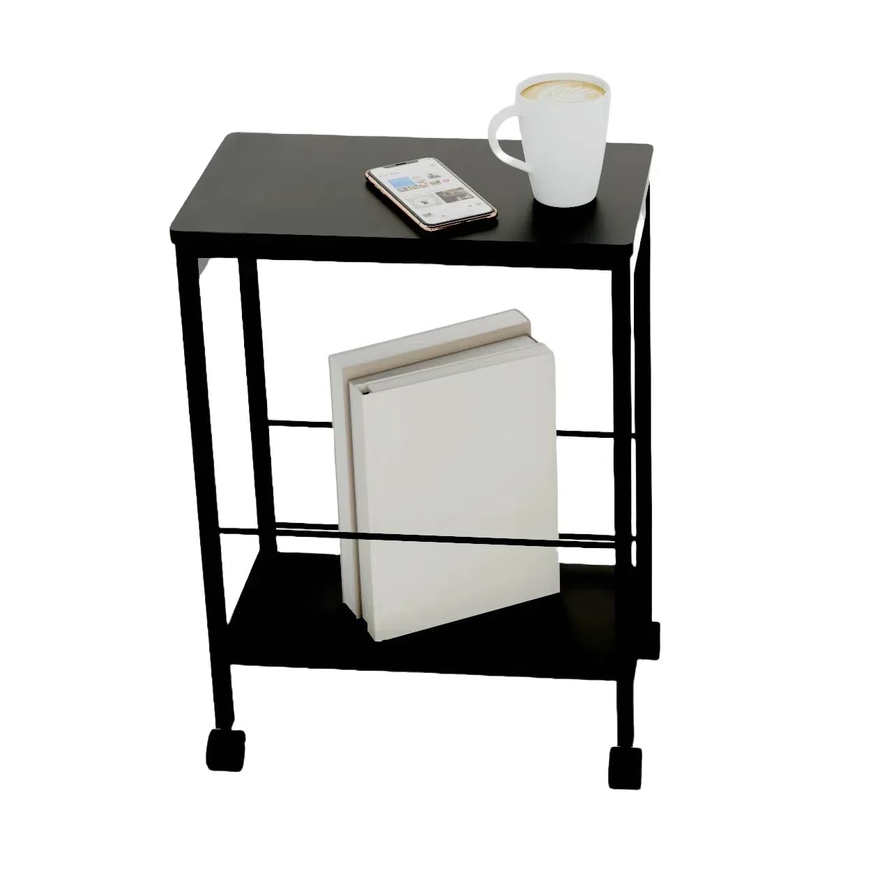 サイドテーブル、収納バスケット付きエンドテーブル、3段ナイトスタンド、ベッドサイドテーブル、ユニ..