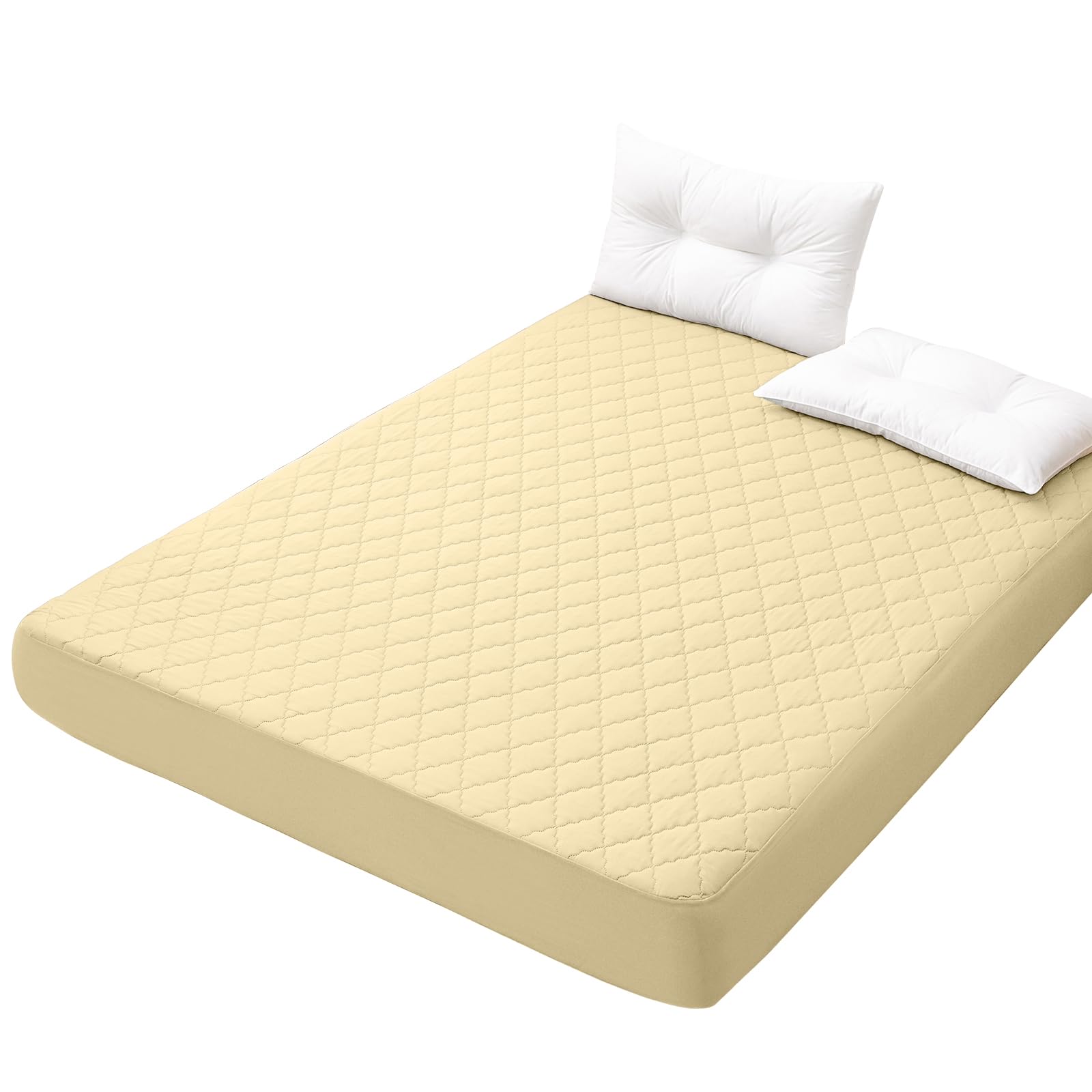 Melvint 防水シーツ シングル ボックスシーツ パッド一体型 敷きパッド おねしょシーツ 抗菌・防臭・防ダニ 介護 ベビー 赤ちゃん ペット 寝汗対策 洗える 失禁対策 (ベージュ ・ 100*200cm)