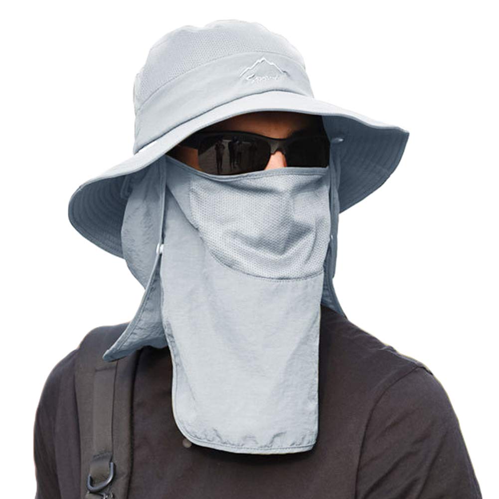 [Bafup] サファリハット メンズ 【日本専門機関認証済みUPF50+】【撥水・防汚機能 360度 日よけカバー】 つば広 メッシュ素材 通気性 3way サイズ調整可 防水 防風 防塵 日除け 紫外線対策 折りたたみ あご紐付き 男女兼用 (#02.