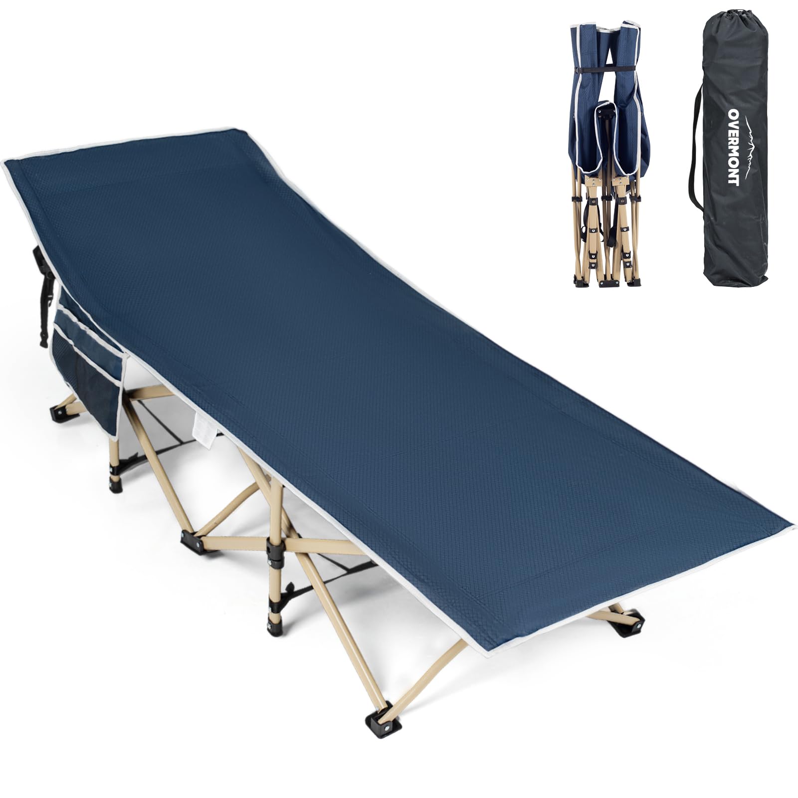 Rakuten - Overmont 簡易ベッド 折りたたみベッド キャンプ ベッド 耐荷重250kg 71cmワイド 2400D高密度 キャンプ コット サマーベッド 収納袋付き 簡易ベッド 組立不要 アウトドア