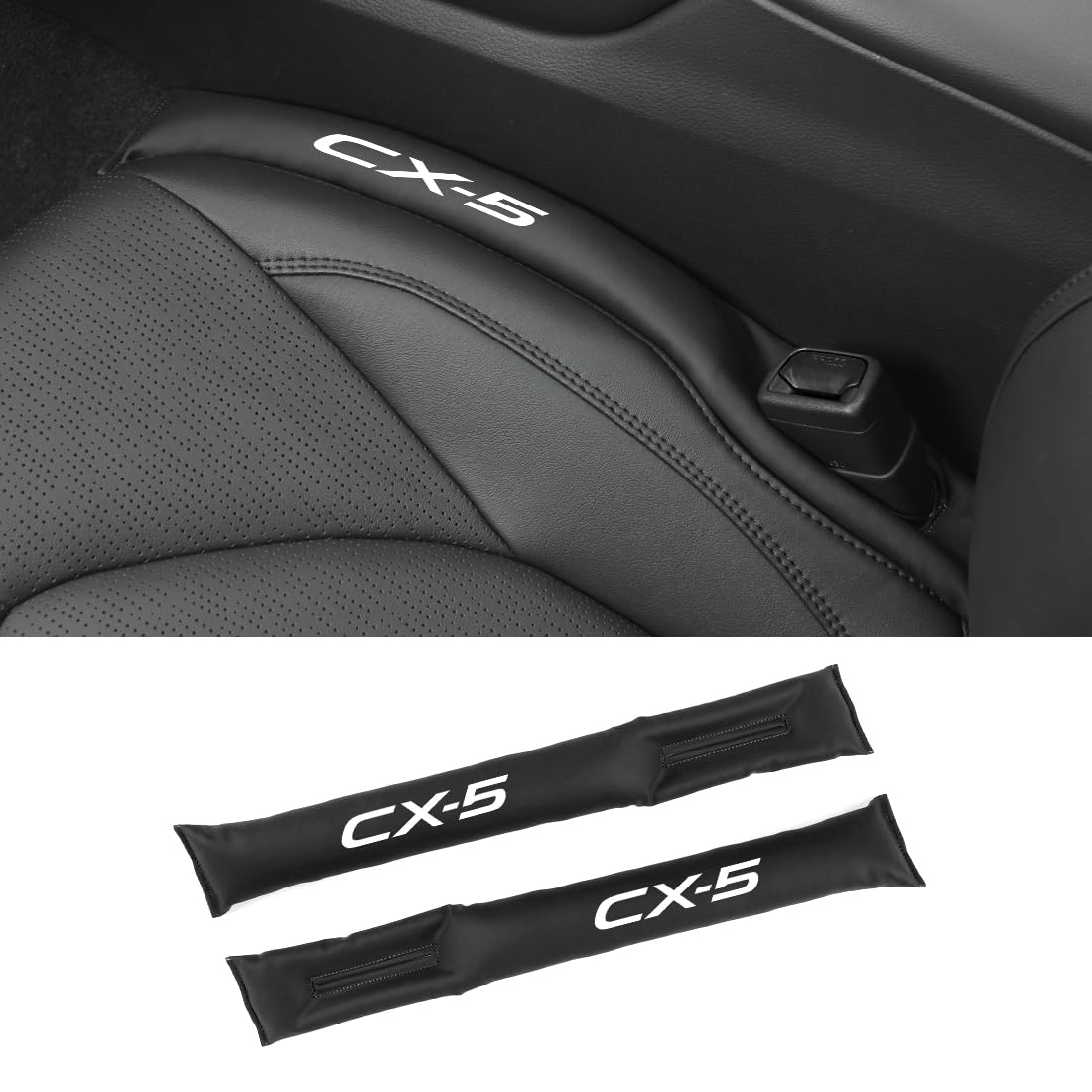 シート隙間クッション 隙間埋め CX-5 に適用 車用 シートサイド クッション 落下防止 小物放置 車内 カー用品 運転席+助手席 2本入り (ブラック, C...