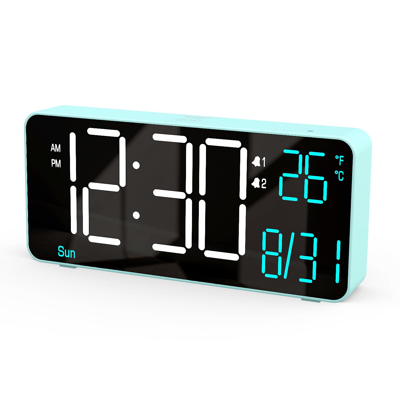 KOSUMOSU 目覚ましLED時計 デジタル置き時計 ベッドルーム用目覚まし時計 6.7インチの教室用小型デジタルLED時計 自動調光/デュアルアラーム/日付/曜日/秒または室内温度付き リビングルーム用置き時計