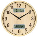Nbdeal 掛け時計 電波時計 アナログ カレンダー 温度 湿度 表示 直径32cm 静音 連続秒針 MDB-7732
