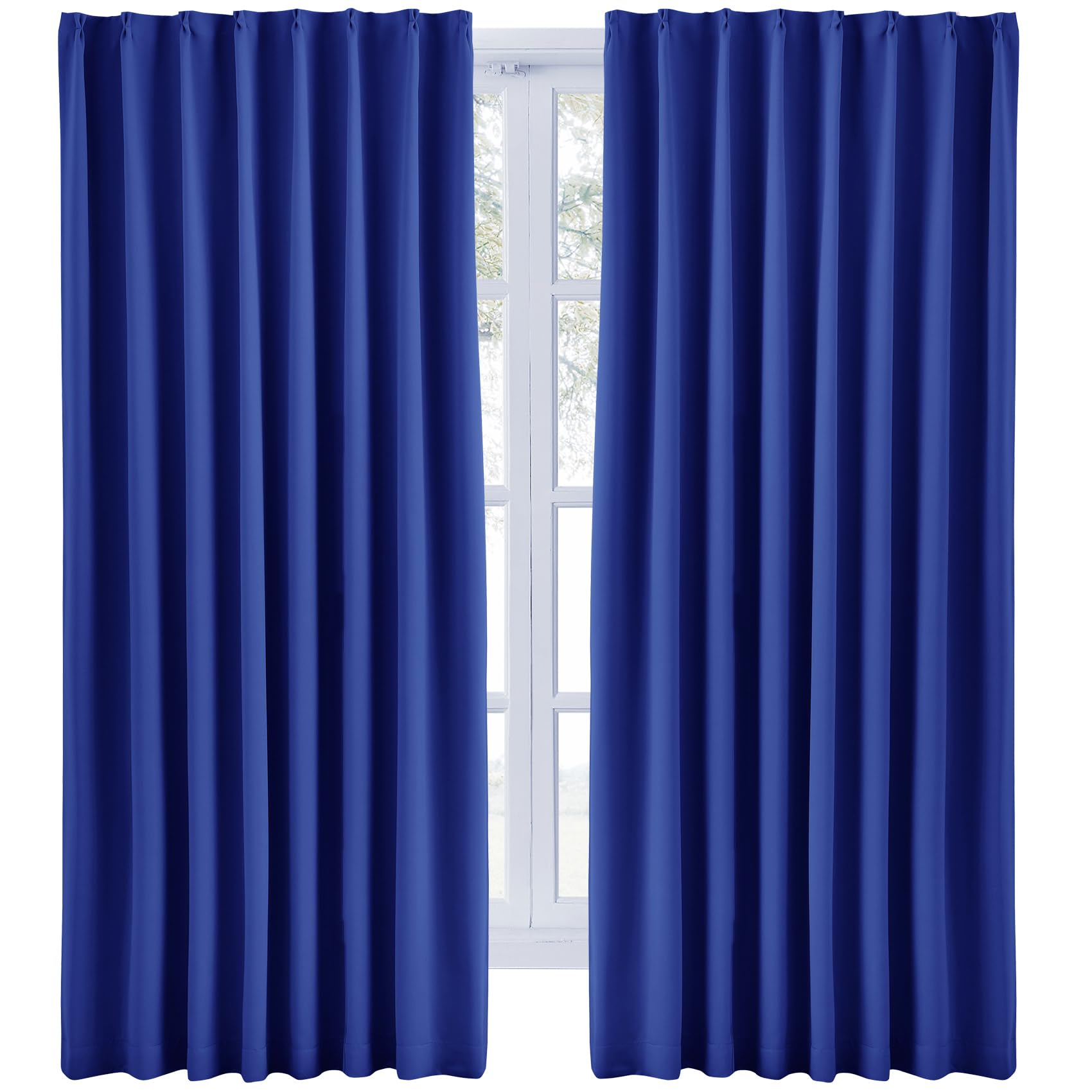 Hansleep カーテン 1級遮光 2枚組 幅150cm丈135cm ロイヤルブルー 断熱 防寒 防音 省エネ 厚手 無地 おしゃれ 洗える リビング用 (ロイヤルブルー, 幅150cm×丈135cm)