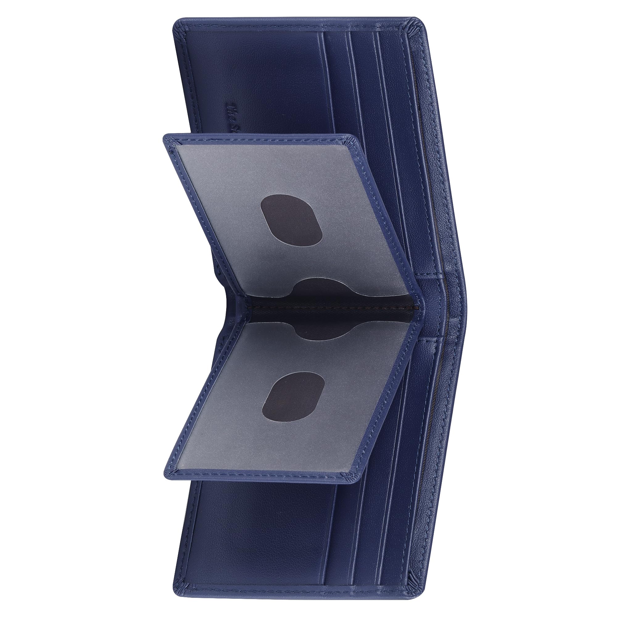 [VISOUL] 定期入れ 12枚カード入れ パスケース 免許証入れ 札入れ カードケース 免許証ケース 牛革 本革 カードケース 定期ケース メンズ レディース イタリア革ミニ財布 薄型カードケース 軽量ケース パスケース ネイビー