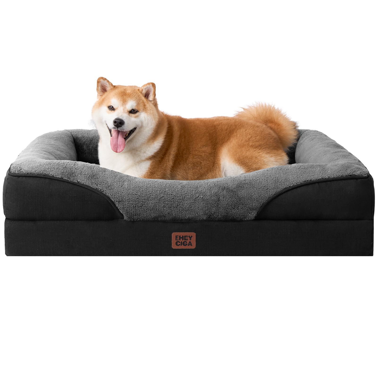 Rakuten - EHEYCIGA 犬 ベッド ペット 犬用ベッド 洗える 防水 猫 ベッド 高反発 L 大型犬 中型犬 クッション 取り外せるカバー 滑り止め （ダークグレー, 91x68x17.7cm）