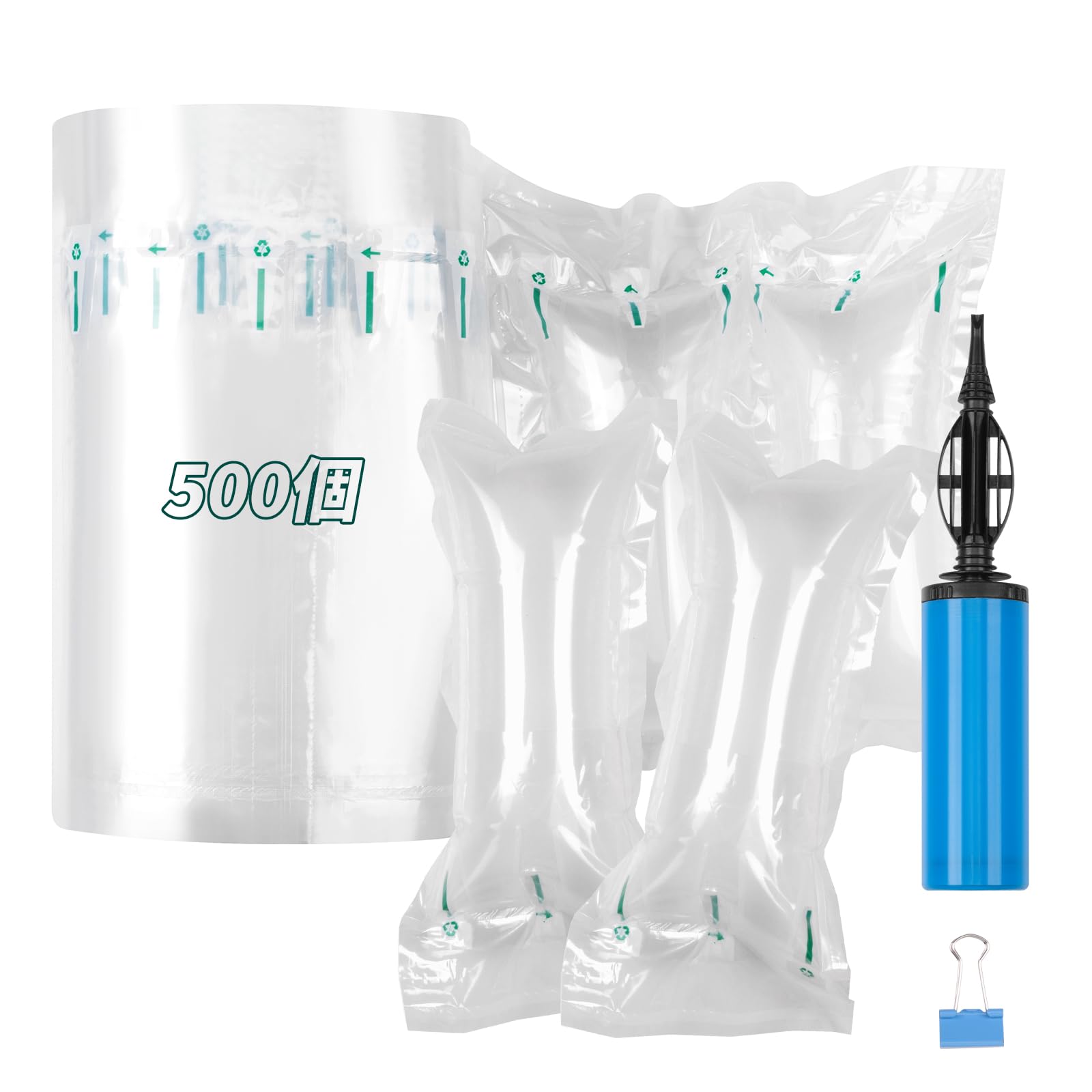 Atutomo エアパッキン 空気緩衝材 ピロー型 20cm×9cm（500個）衝撃吸収材 エアー緩衝材 自由切断隙間 ..