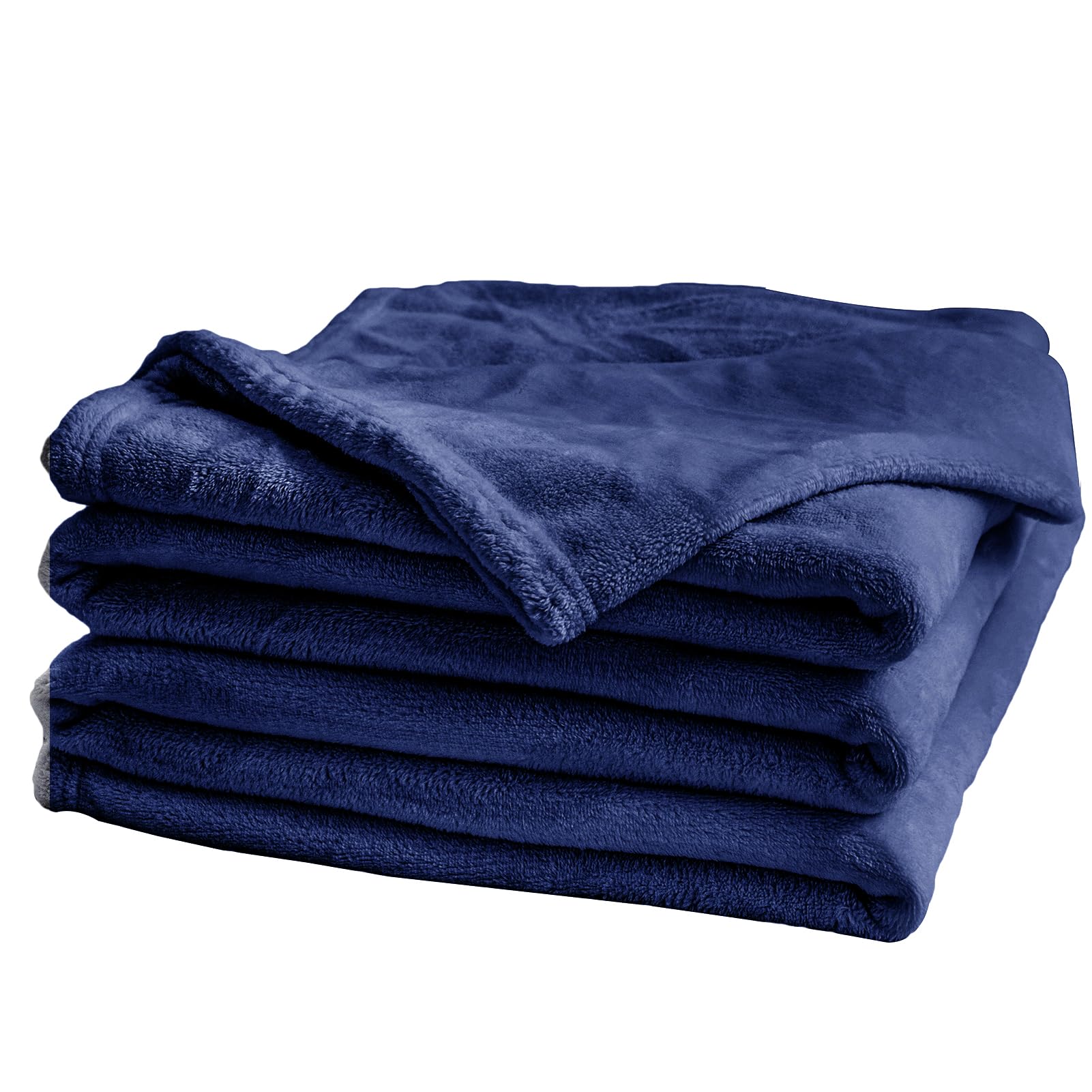 VK Living 毛布 ひざ掛け ブランケット 180×200cm フランネル 柔らかな肌触り 静電防止 洗える ふんわり ネイビー