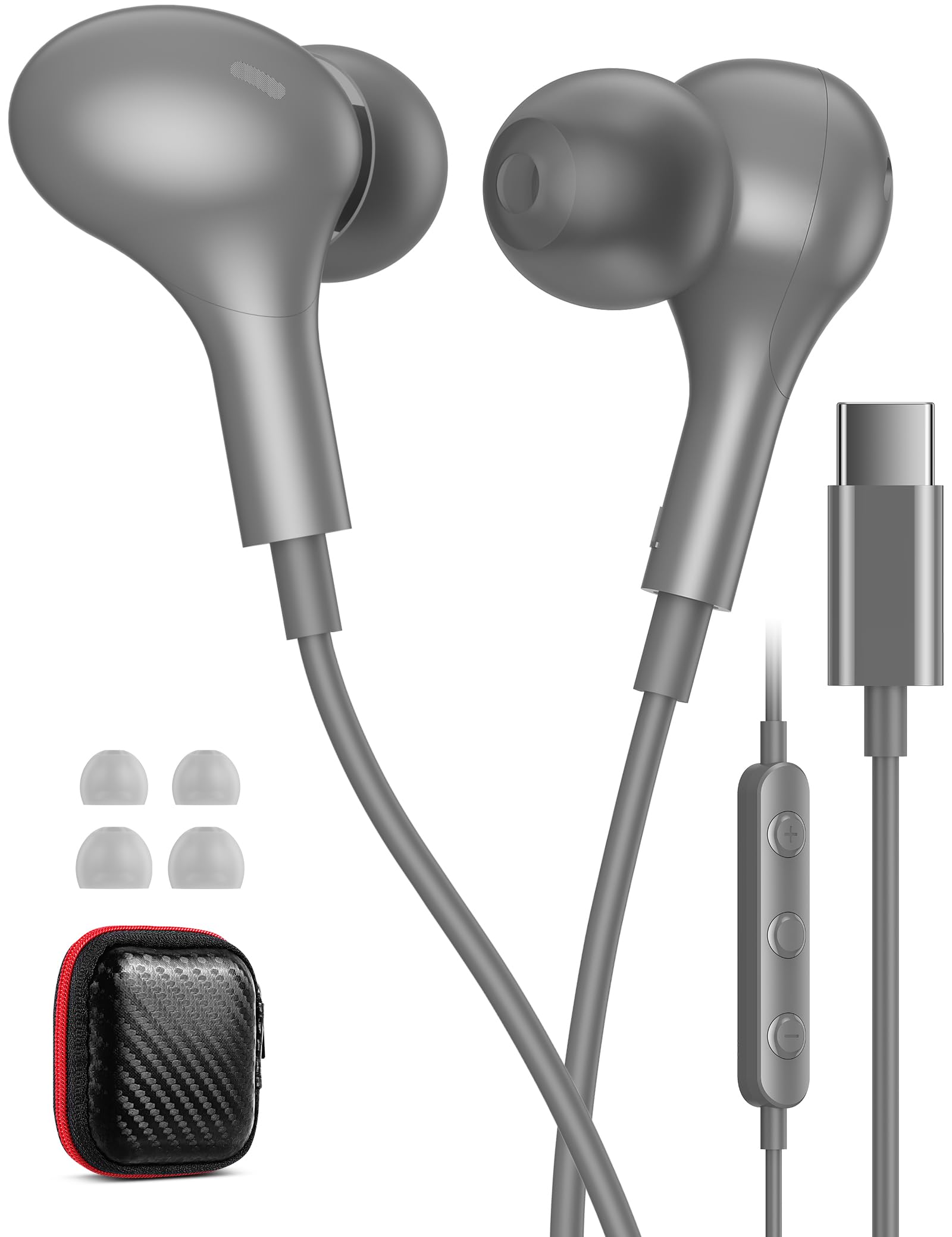 タイプc イヤホン 有線 マイク付き 磁気収納 カナル型 対応iPhone 17 16 15/Google Pixel 9 8a 7a Pro/Samsung S25 S24 Ultra z Flip 6 7/iPad Pro mini 10世代 USB