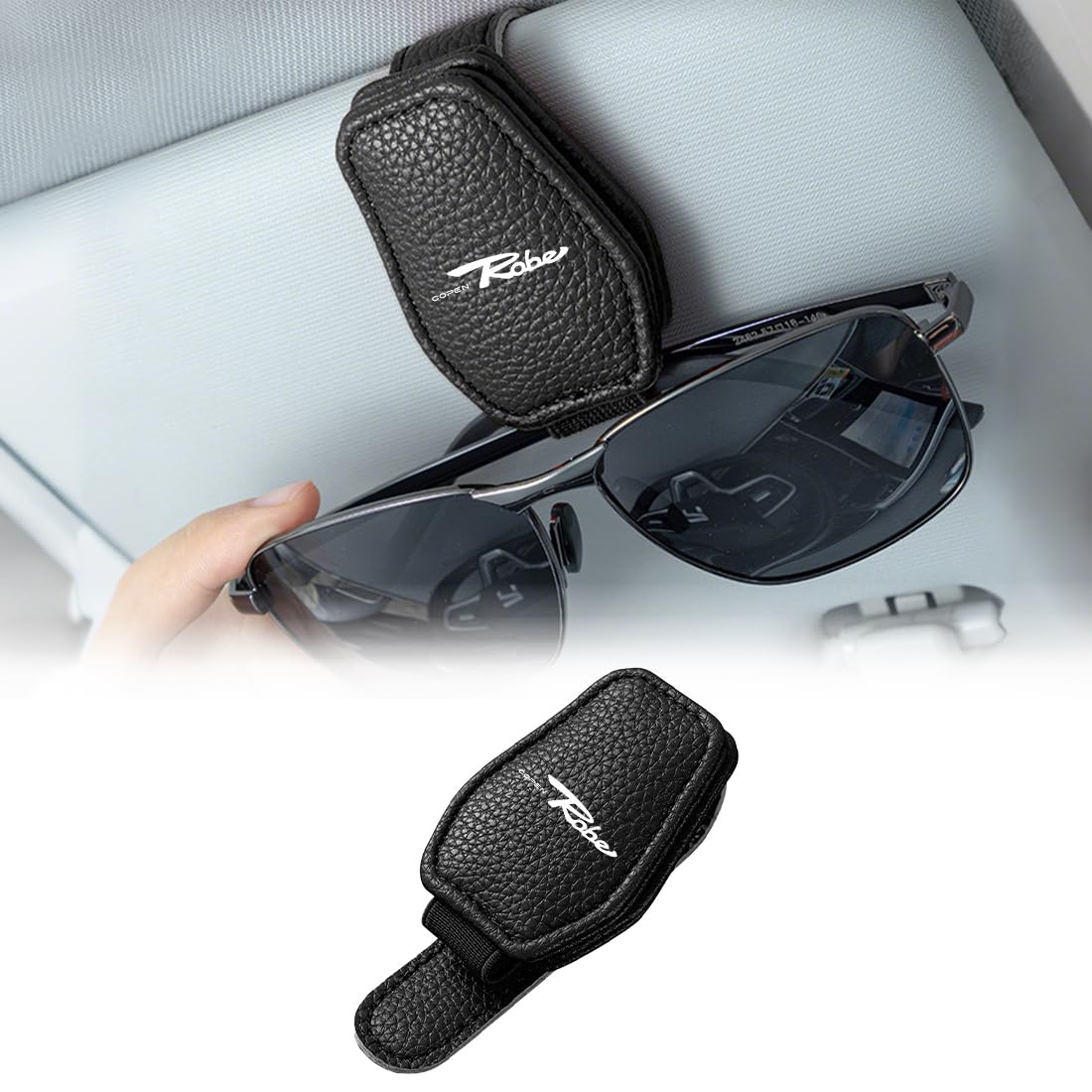 Rakuten - コペン ローブ 適用 車用 サングラスホルダー 片手操作 COPEN Robe 専用ロゴ 車 メガネホルダー コペン ローブ Robe S 全グレード適用 眼鏡クリップ コンパクト 取付簡単 安全運転 バイザーに装着 レザー製 眼鏡を保護 車内 カー用品(