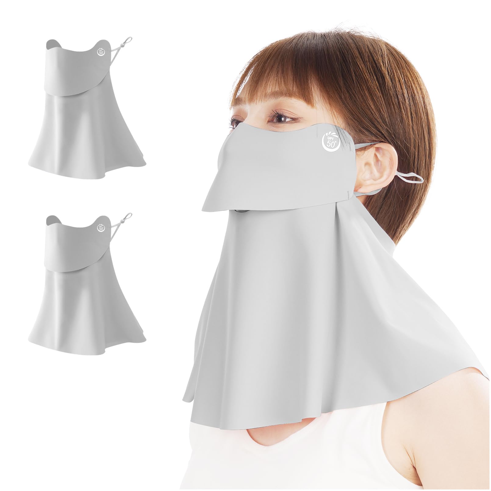 [MIZIKIRIN] 2025夏新昇級版 接触冷感 日焼け防止フェイスカバー UVカット冷感マスク 360°ガード 【特許出願 開口 デザイン 息苦しくない】 UPF50+ 日焼け止め UVカットマスク 耳紐調節可能 日焼け対策 通勤 通学 散歩 家事