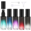 Segbeauty アトマイザー 10ml 5個入り 五色グループB ガラス製 プッシュ式 詰め替え スプレー容器 漏れない ミニボトル スプレーボトル 携帯用 詰め替え容器 液漏れ防止 持ち込み可能 通勤 香水スプレー パフューム【10ml グラデーショ