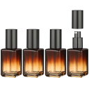 Segbeauty 小分けボトル 30ml 4本セット 茶色 ガラス製 遮光 化粧水 乳液 精油用 詰め替えボトル ポンプボトル オイルボトル トラベルボトル 持ち運び可能 家庭 出張旅行用品【茶色グラデーション】