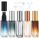 Segbeauty アトマイザー 10ml 5個入り 五色グループC ガラス製 プッシュ式 詰め替え スプレー容器 漏れない ミニボトル スプレーボトル 携帯用 詰め替え容器 液漏れ防止 持ち込み可能 通勤 香水スプレー パフューム【10ml 5色グラデー
